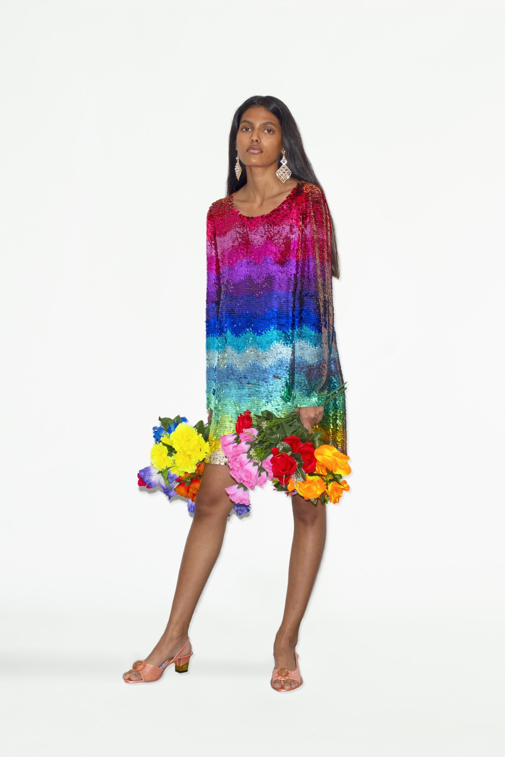 color-blocked sequin dress