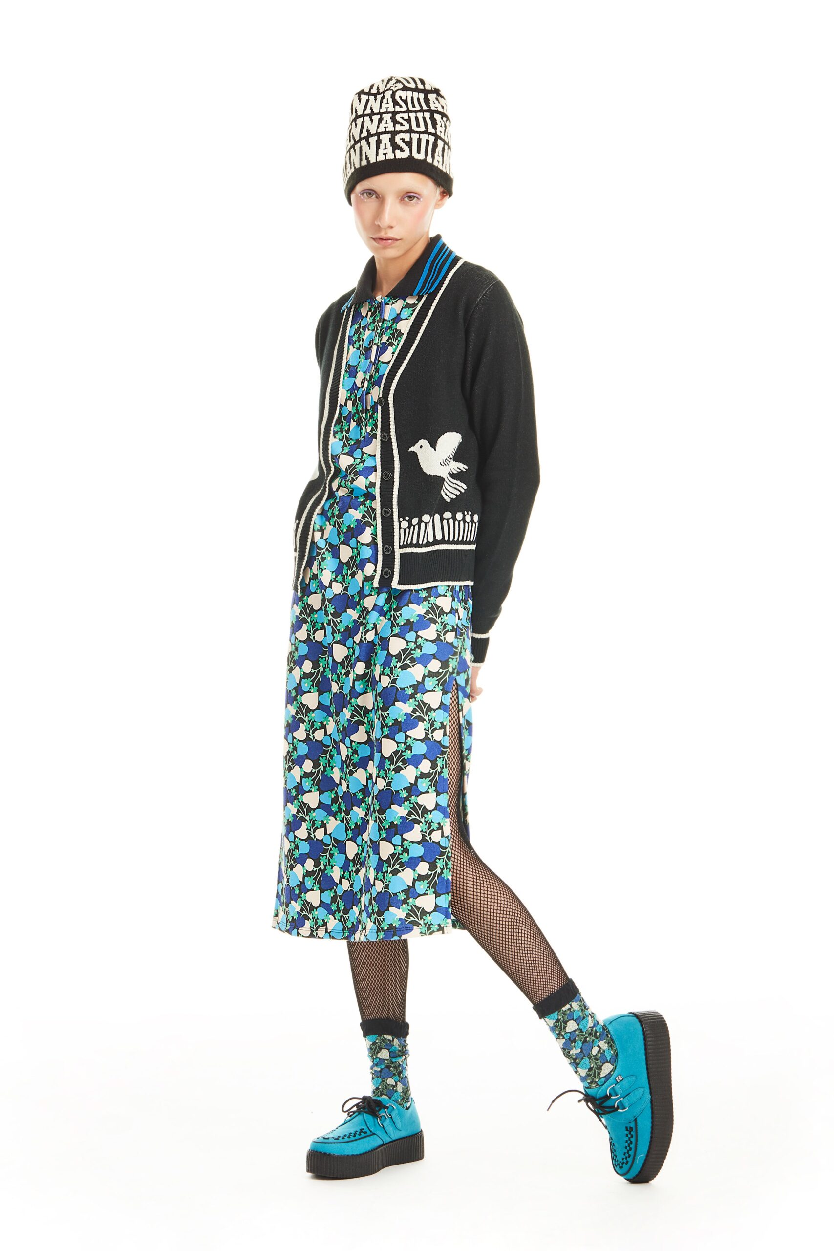 floral midi dress with cardigan