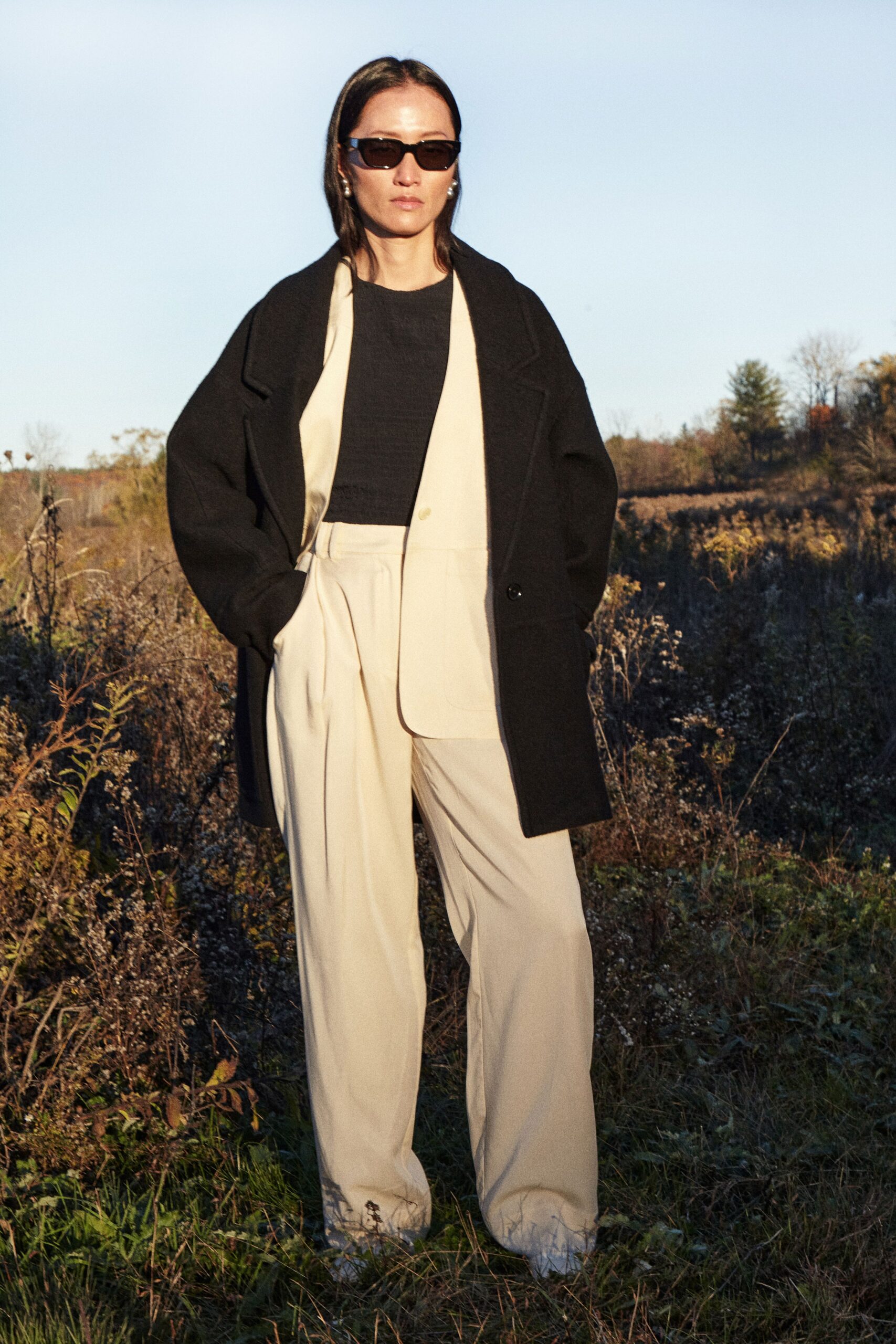 oversized black wool coat