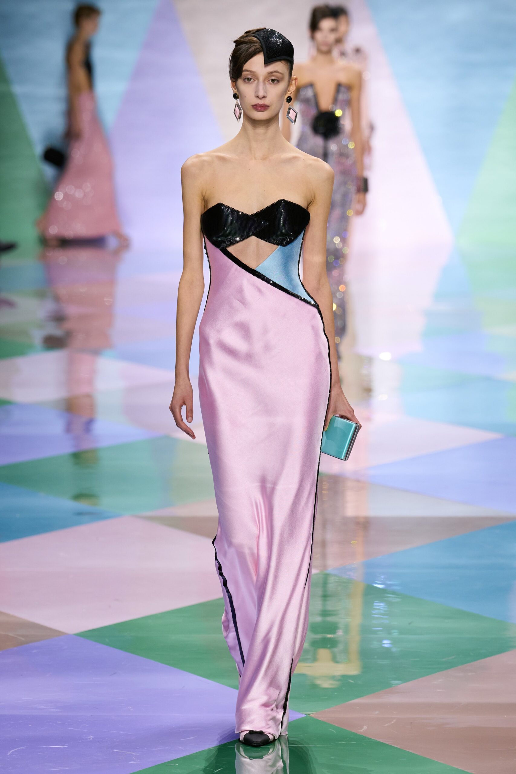 fitted strapless pink gown