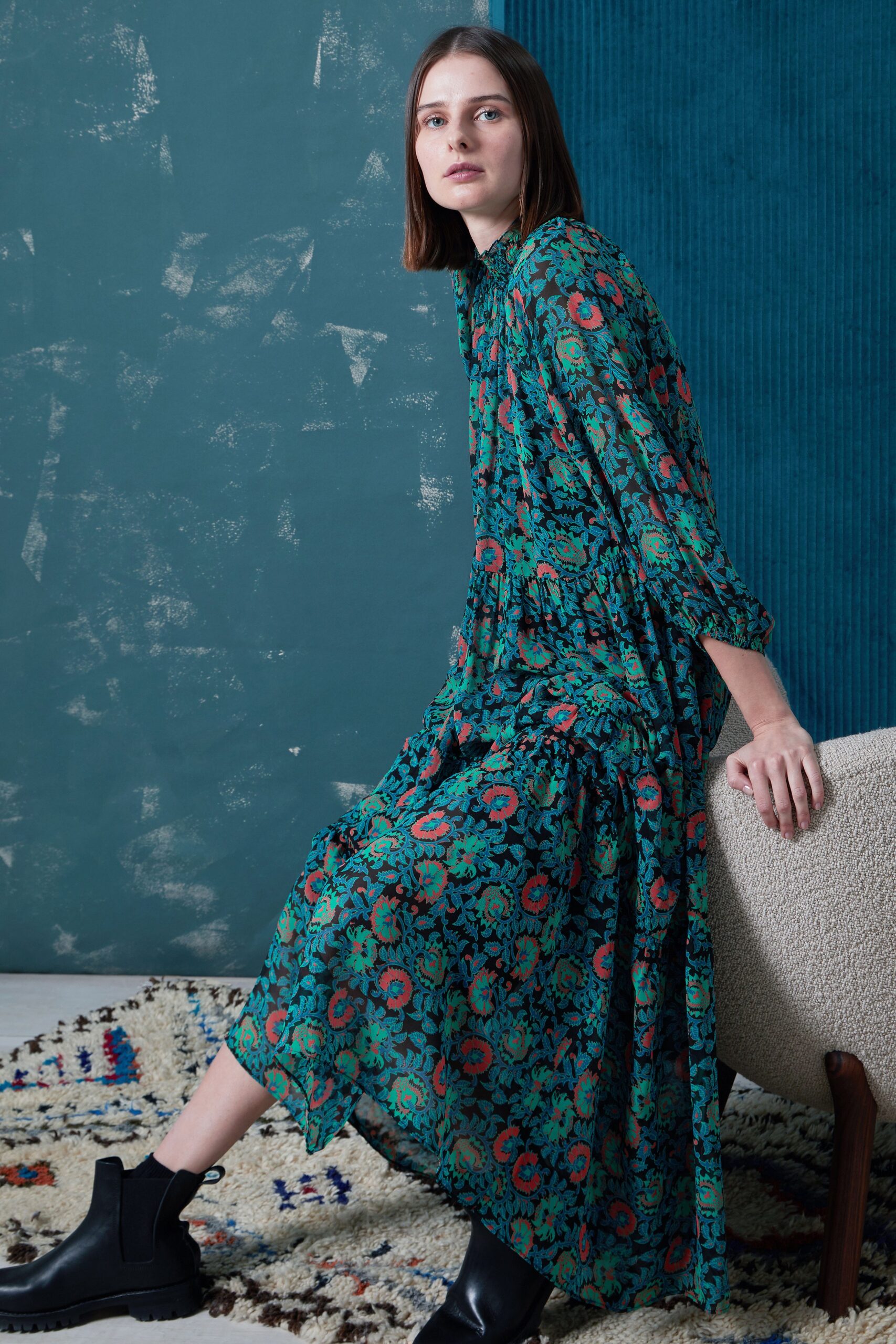 floral green maxi dress