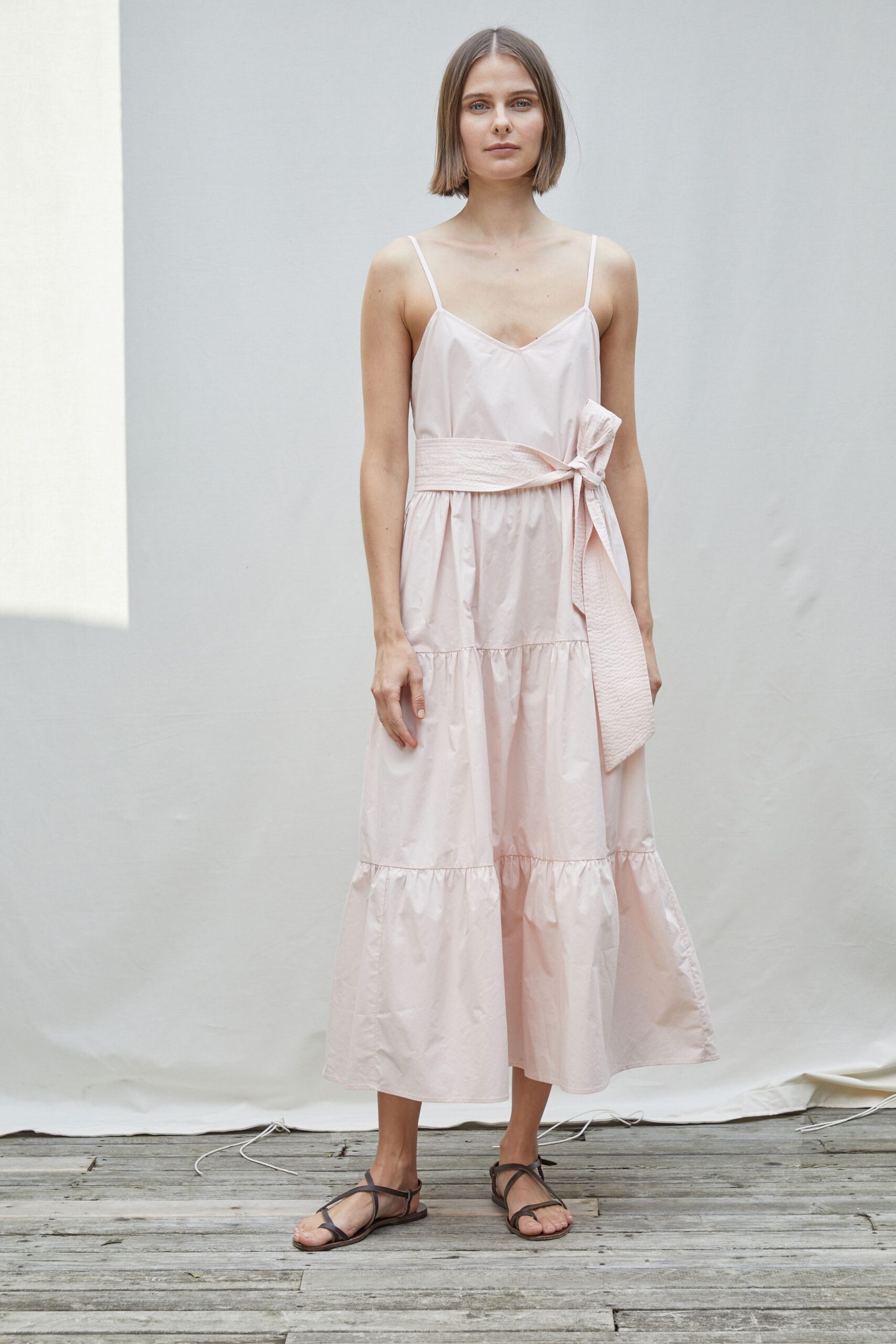 pink cotton sleeveless dress