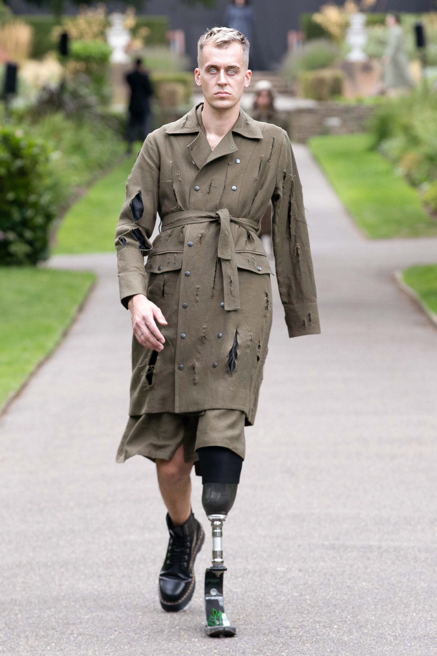 brown distressed coat with boots