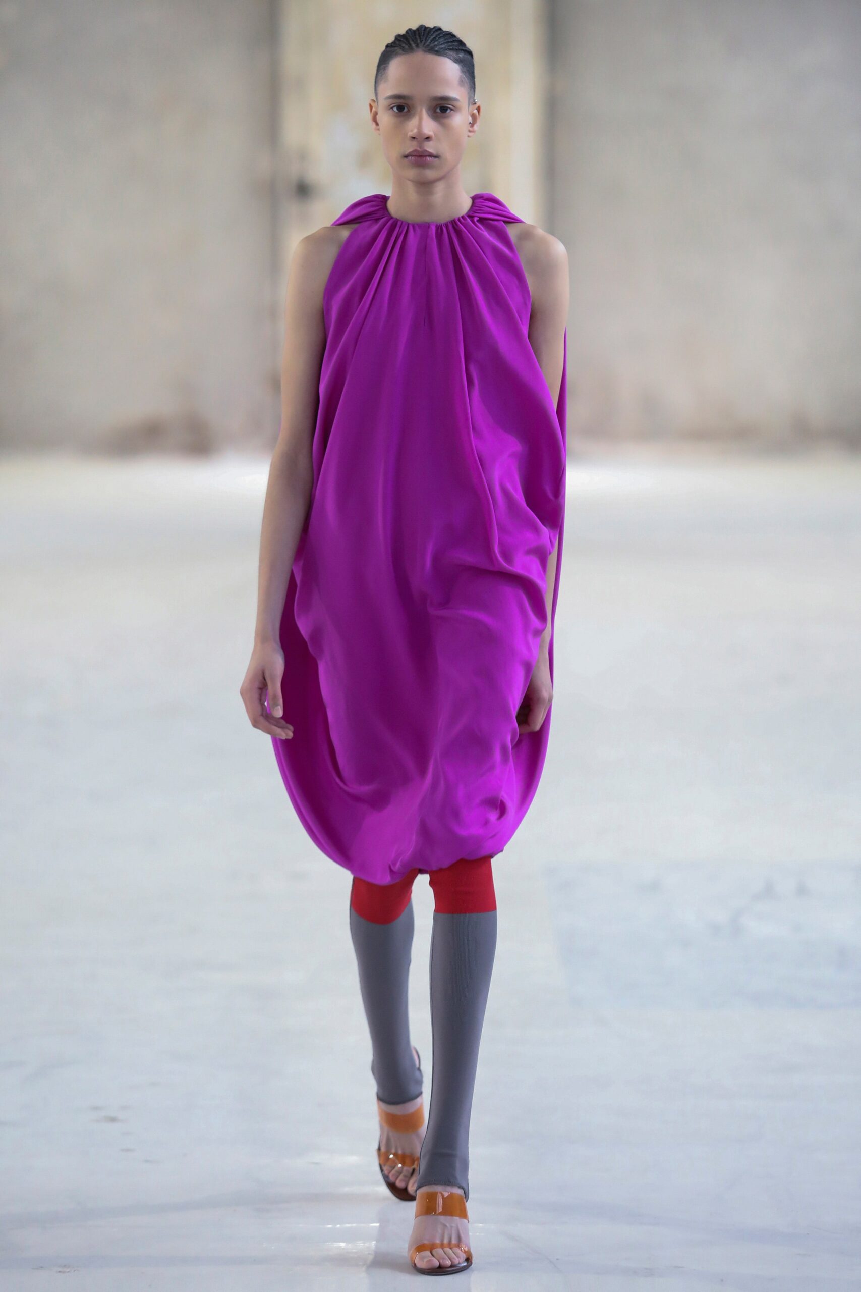 purple relaxed draped dress