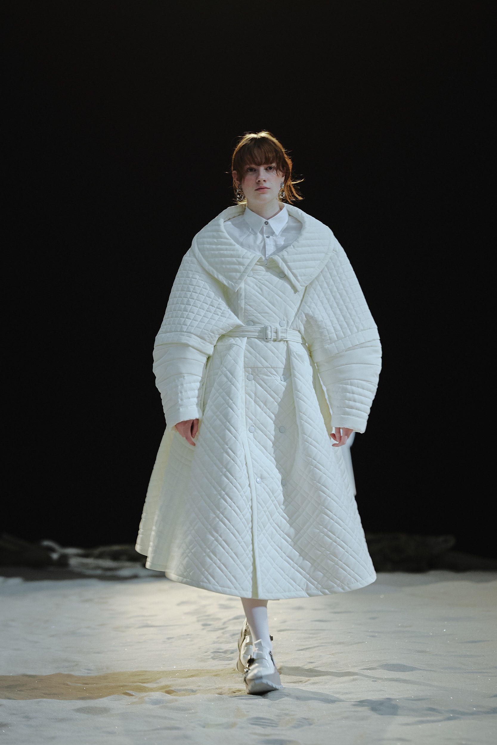 white quilted relaxed coat