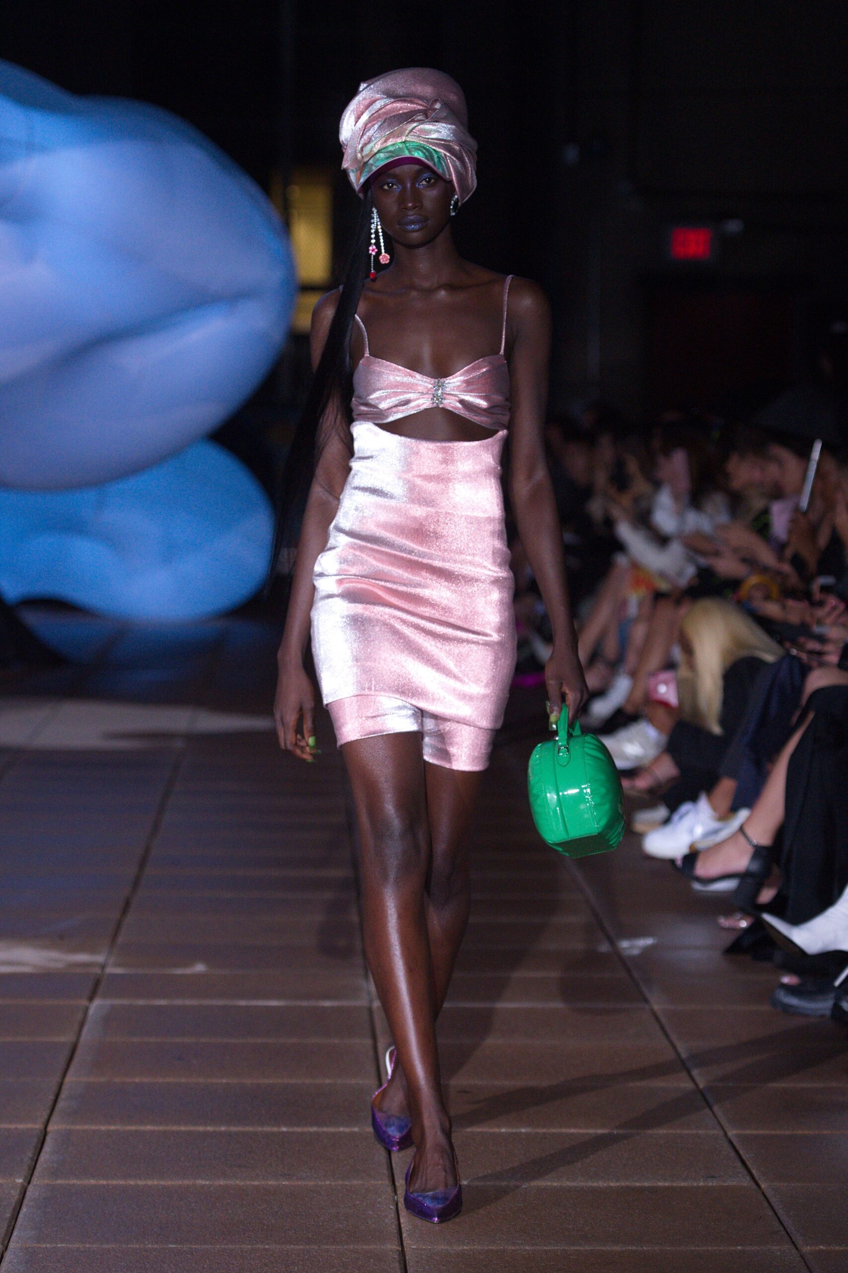 fitted pink silk mini dress