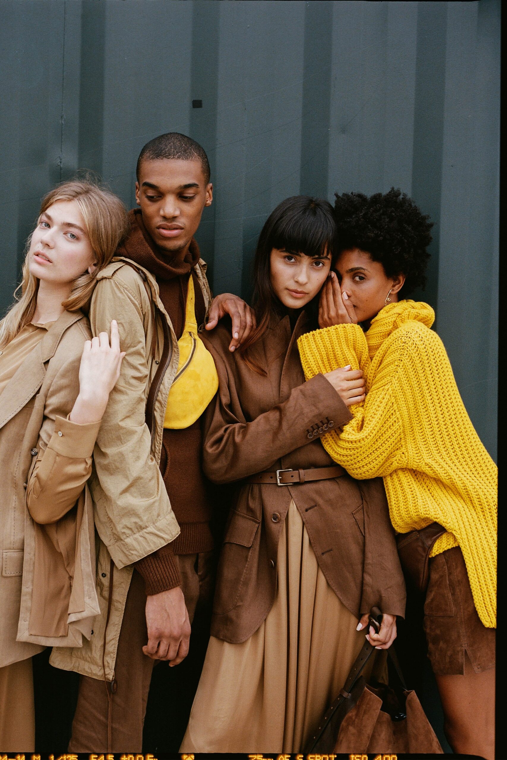 yellow wool long-sleeve collared oversized ribbed sweater