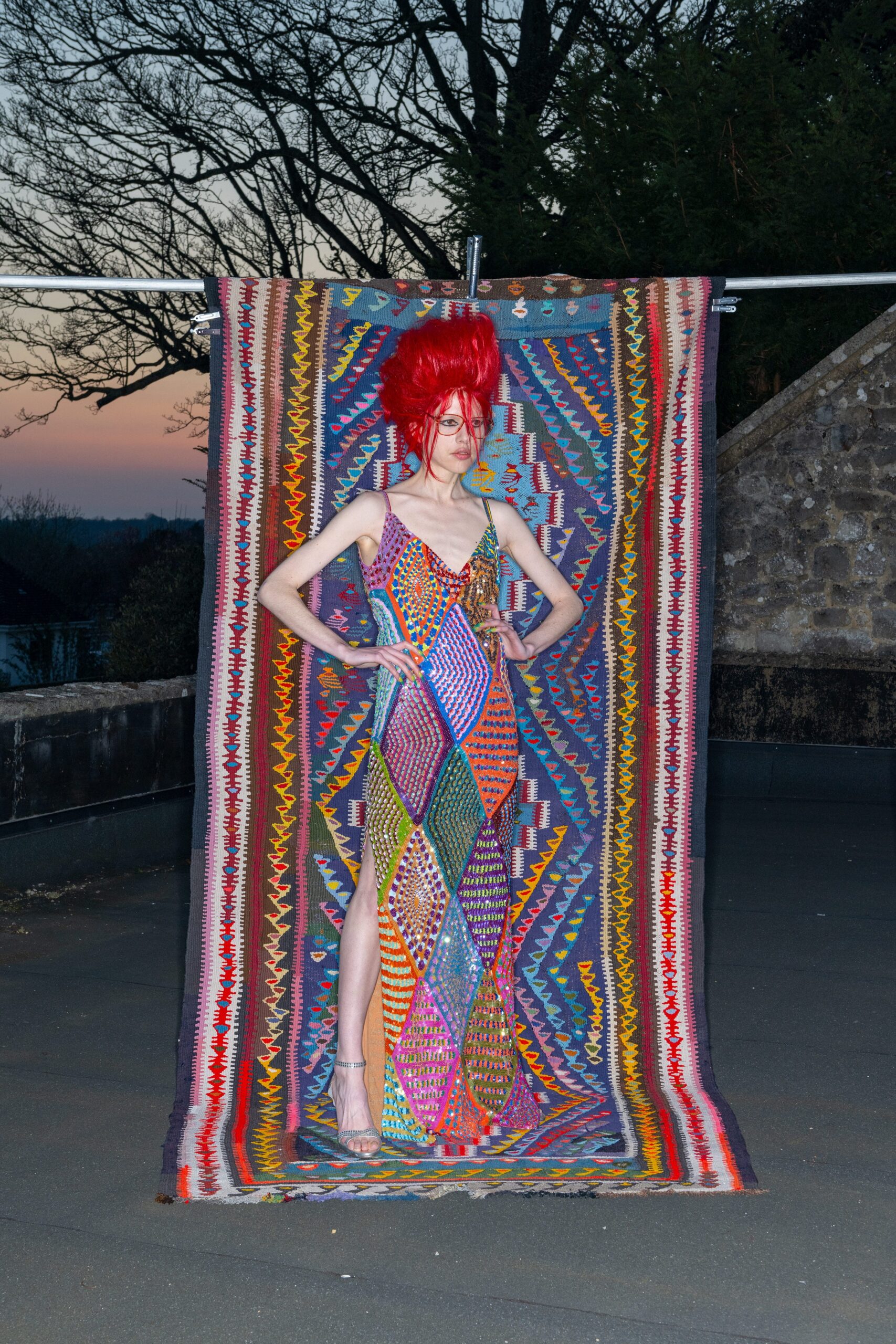 multi-colored patchwork maxi dress