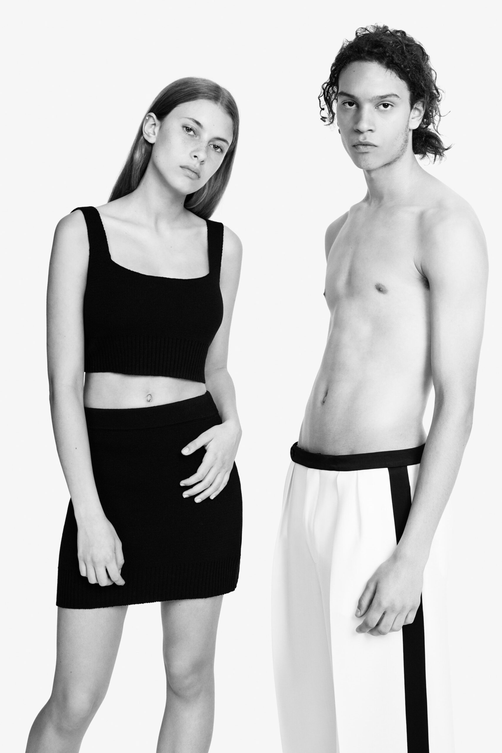black knit crop-top and skirt