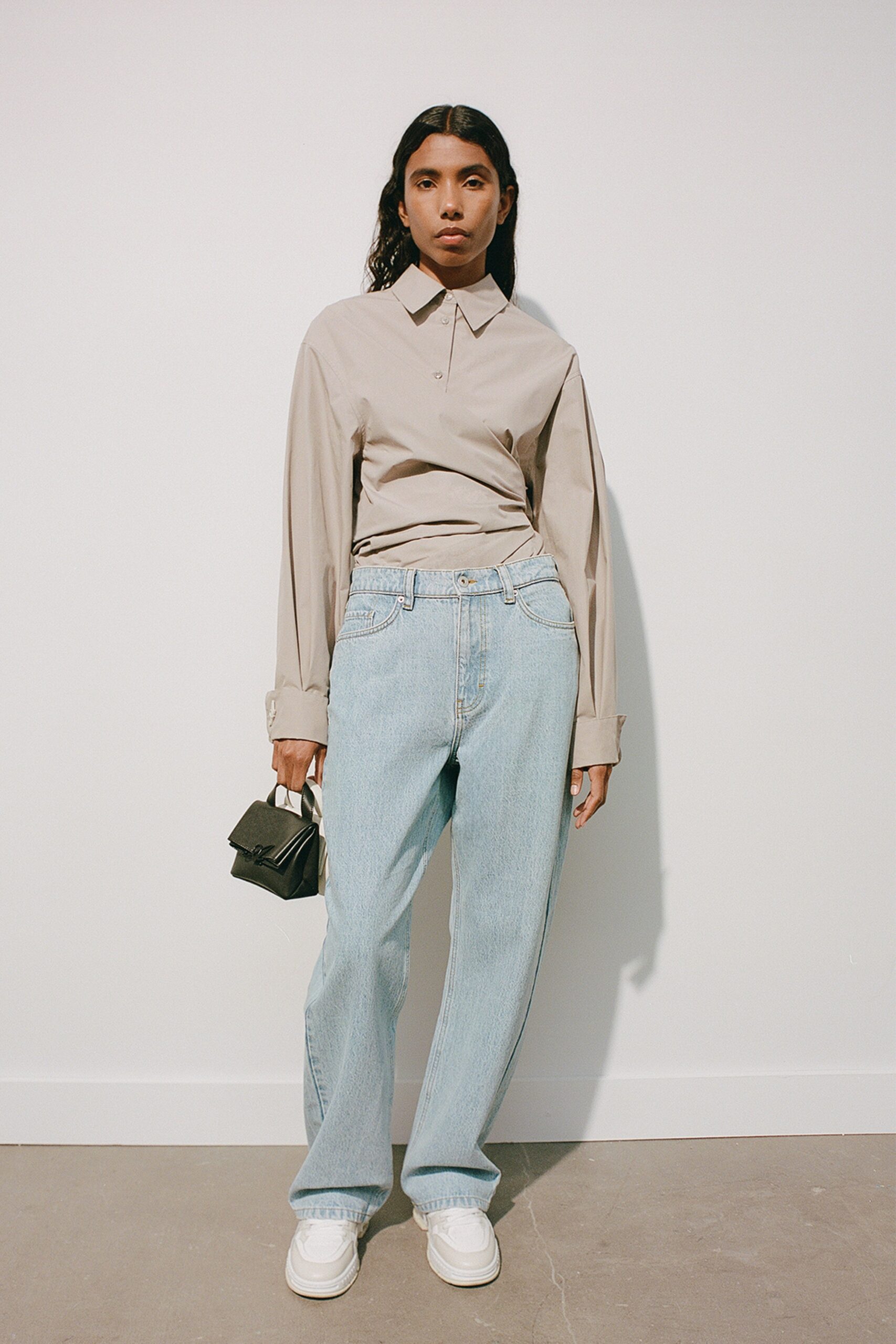blue denim relaxed straight-leg jeans
