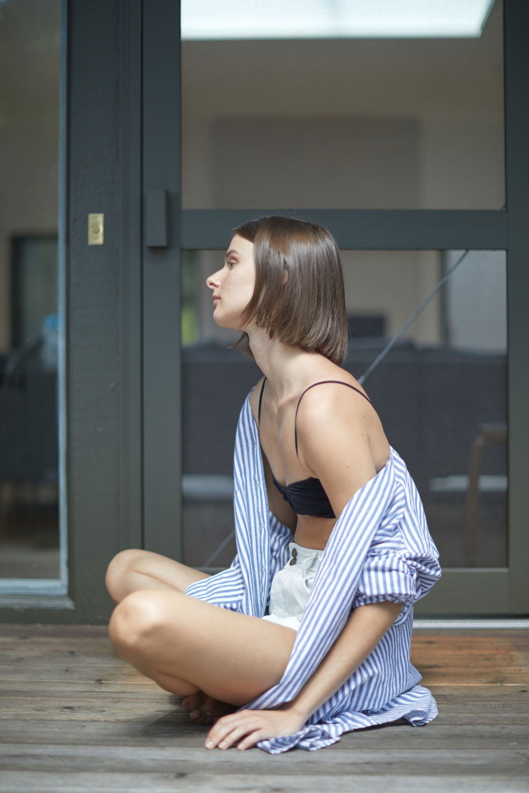 relaxed striped shirt with fitted top and shorts