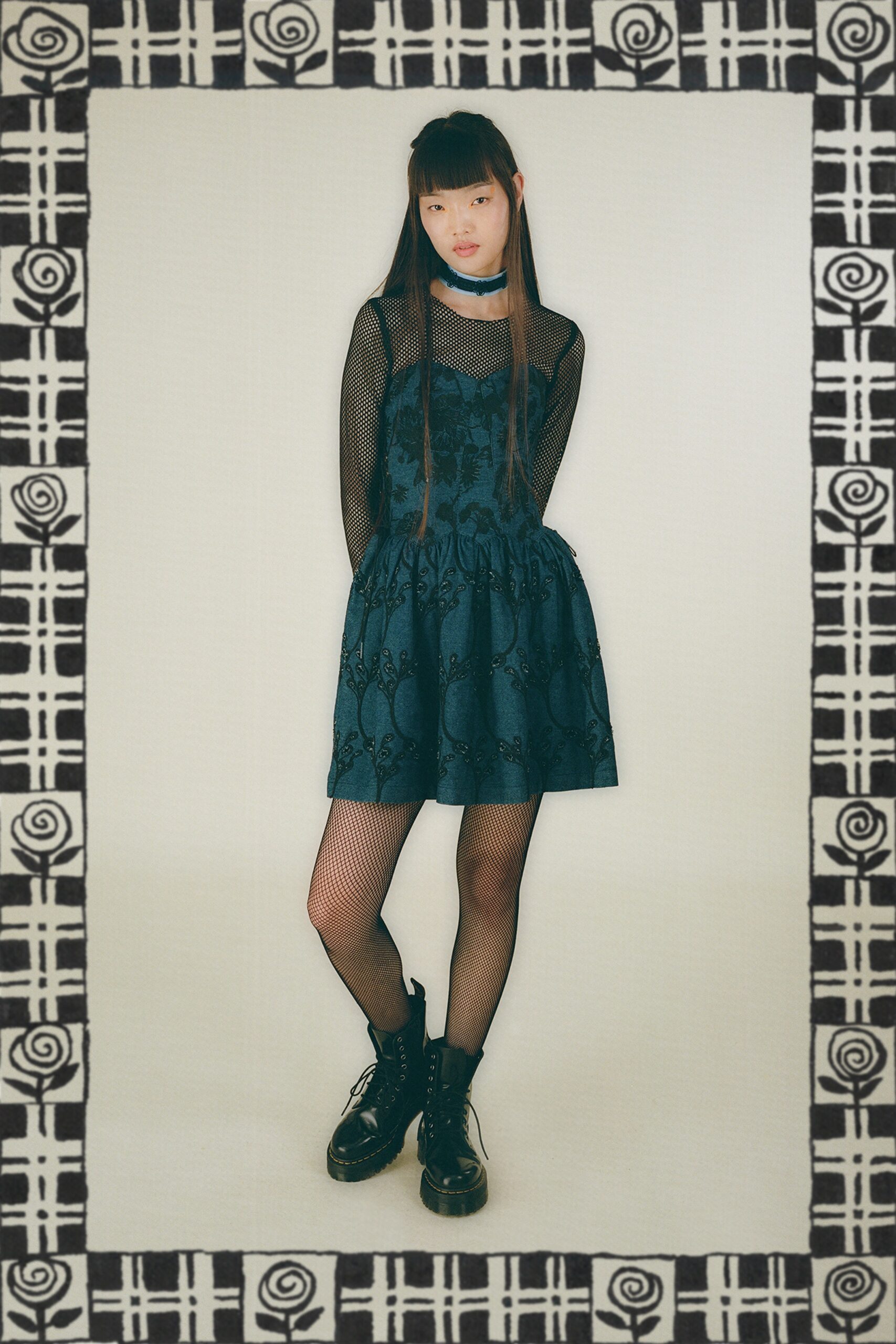 blue cotton sleeveless v-neck fitted pleated mini dress