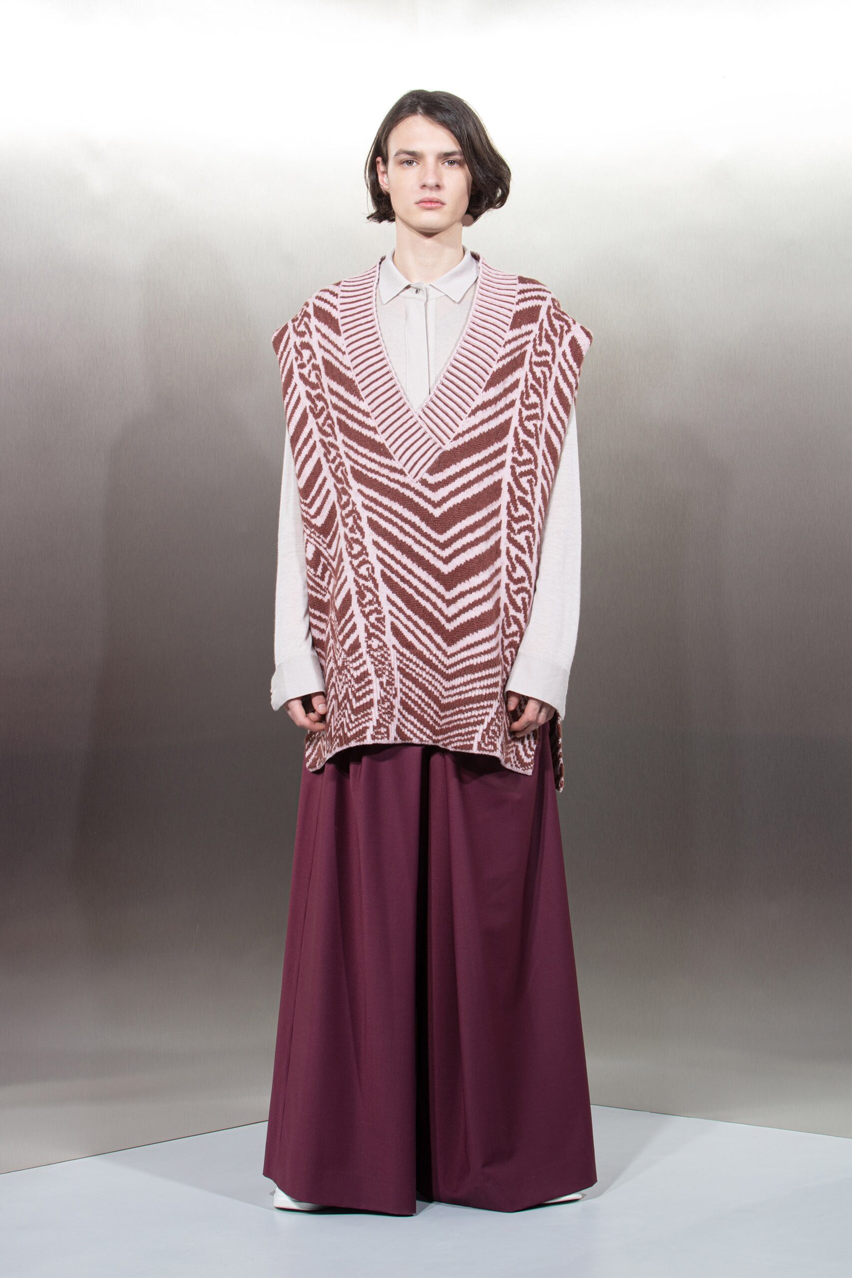 maroon cotton relaxed wide-leg pants