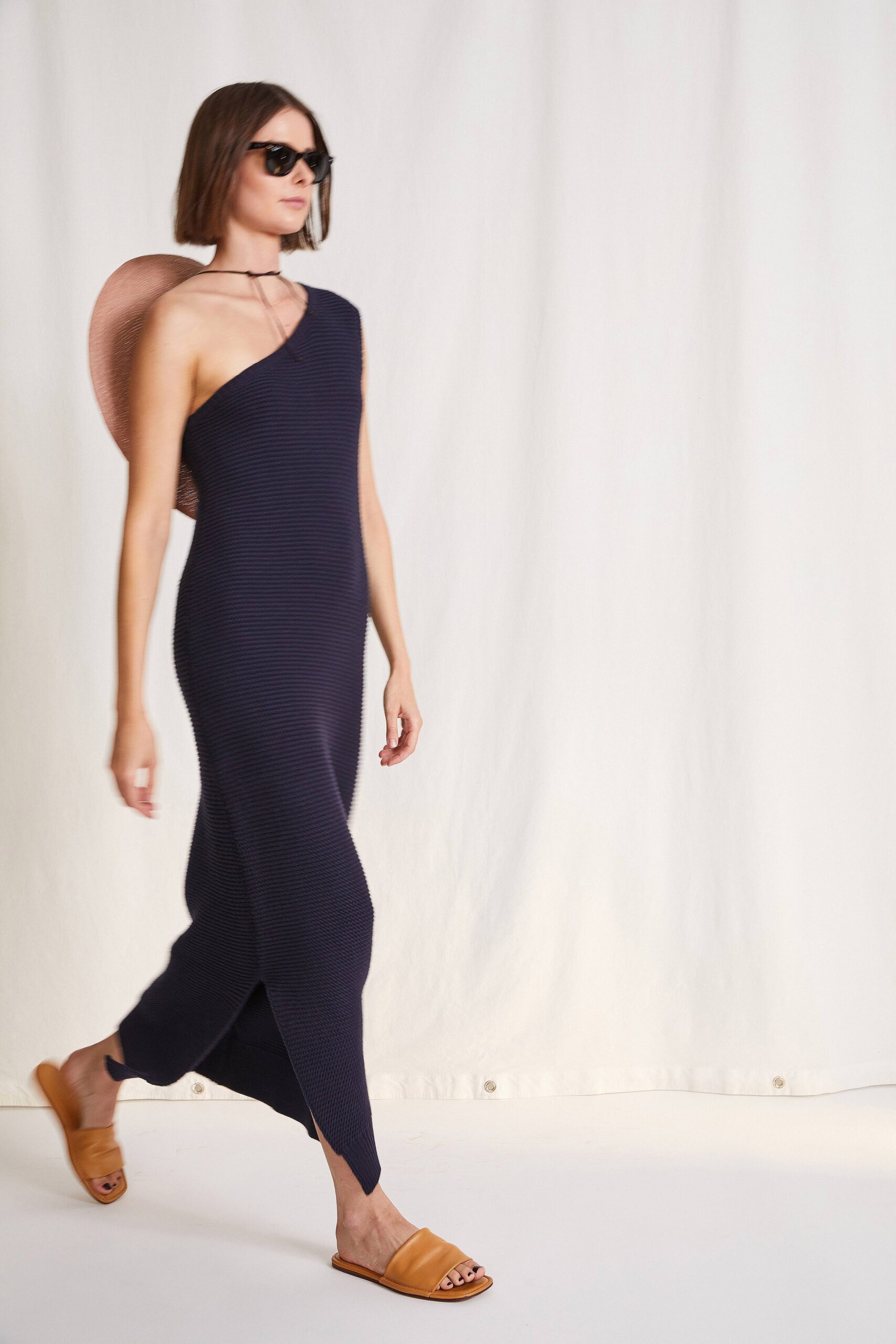 blue fitted sleeveless dress