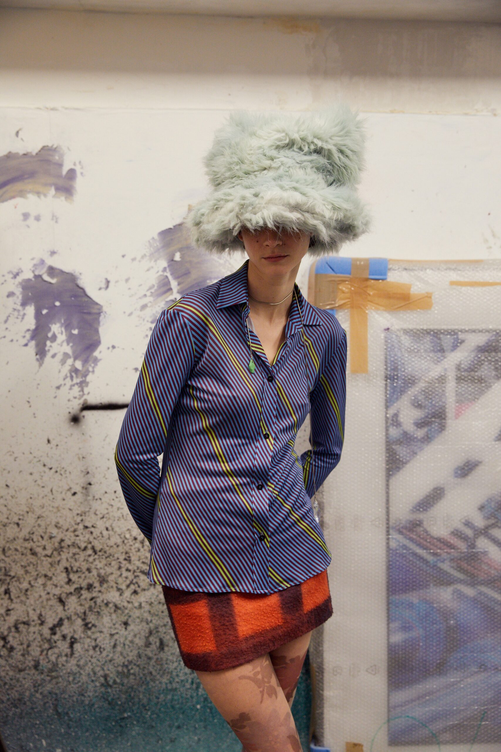 striped shirt and pencil skirt