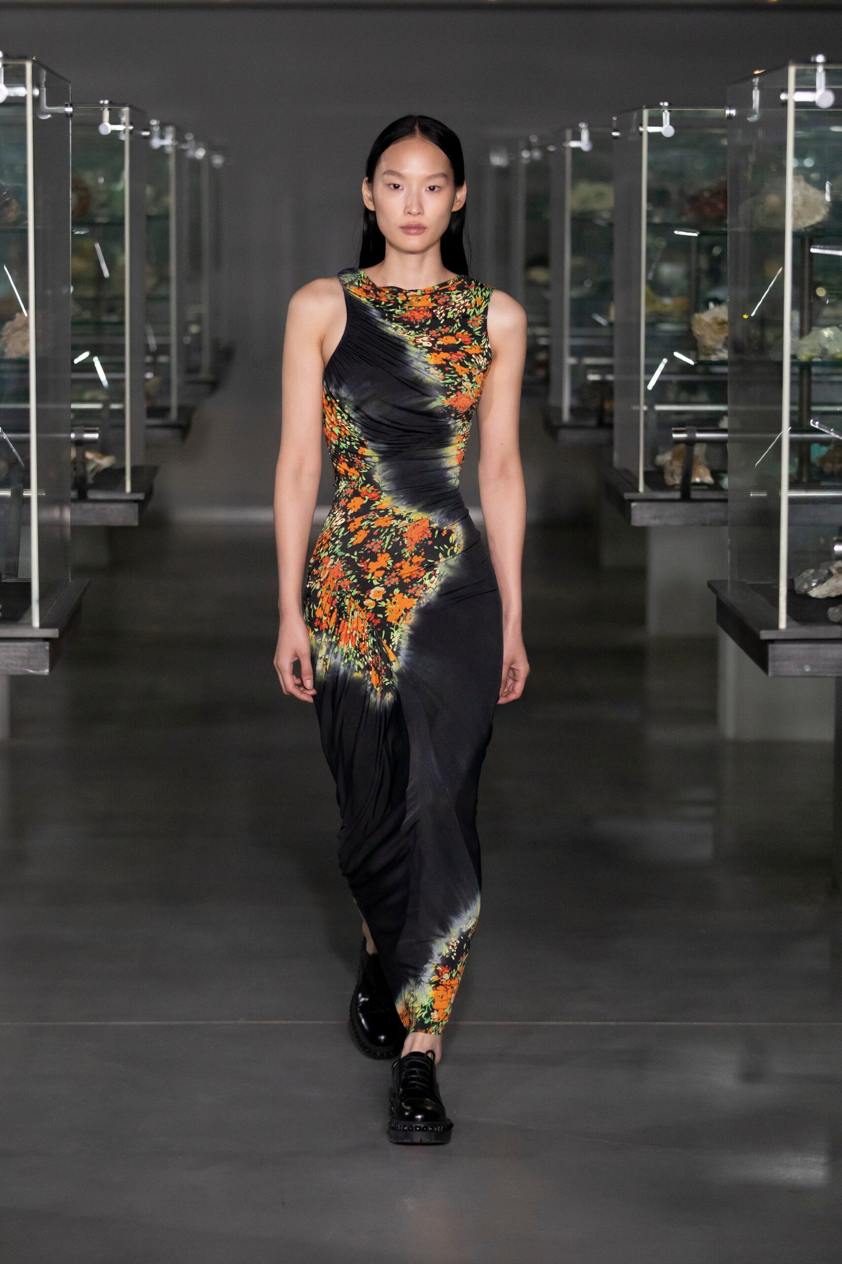 black silk sleeveless dress