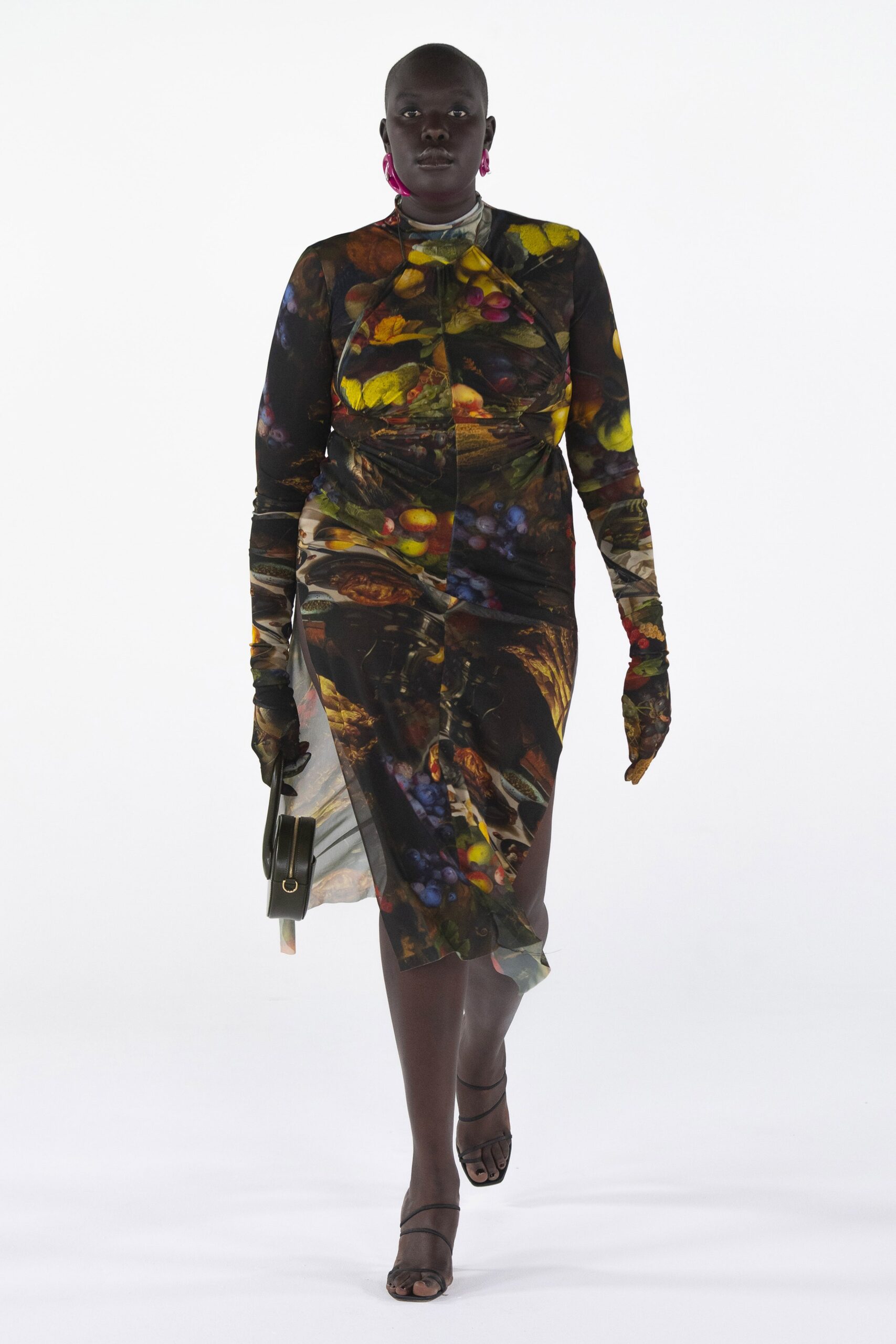 multi-colored sheer midi dress