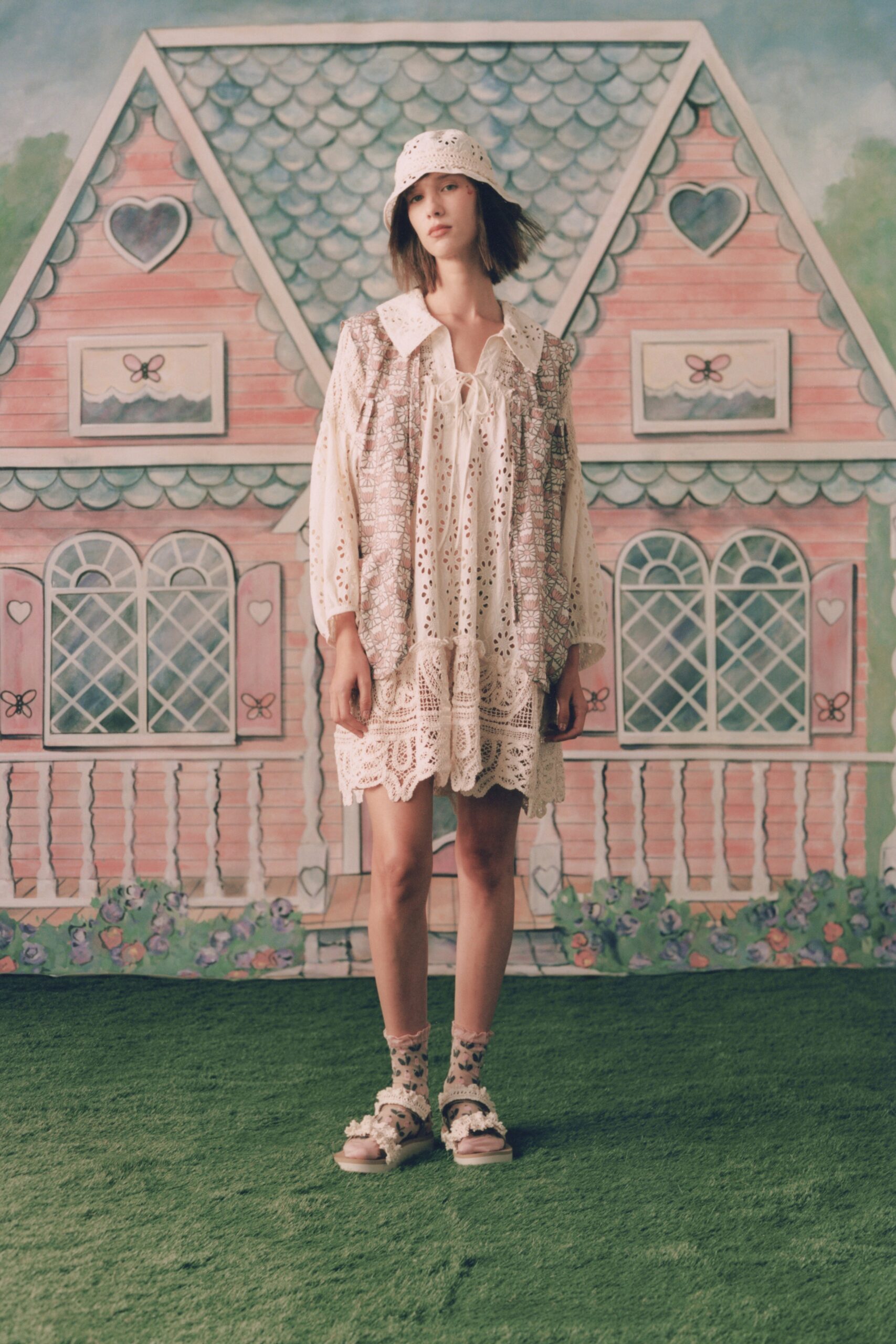 white relaxed embroidered mini dress