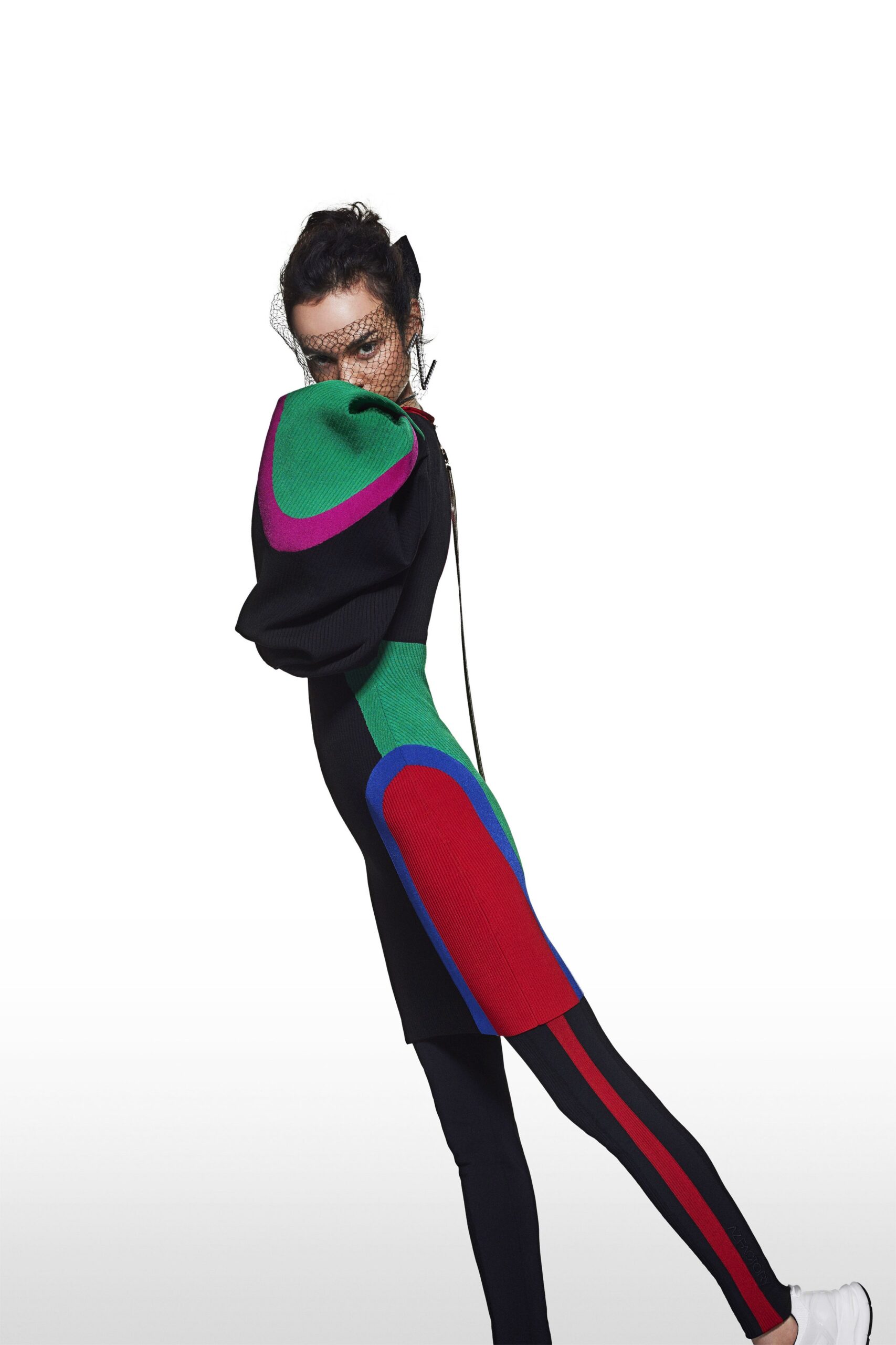 color-blocked fitted mini dress