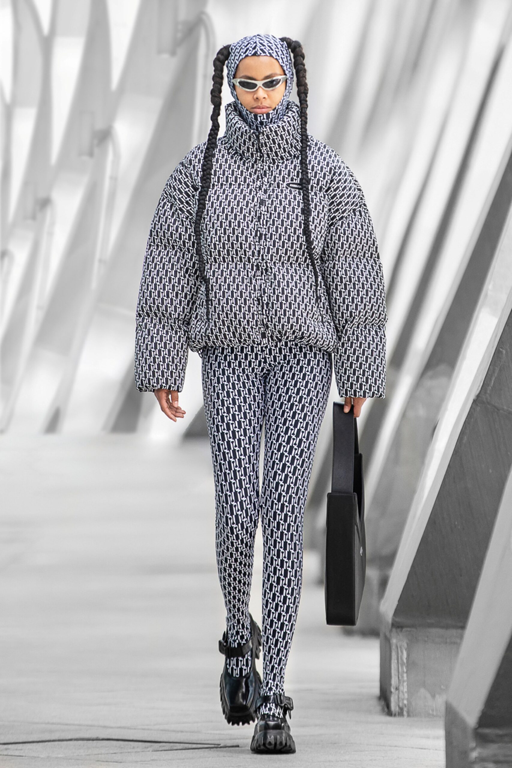 oversized black and white jacket