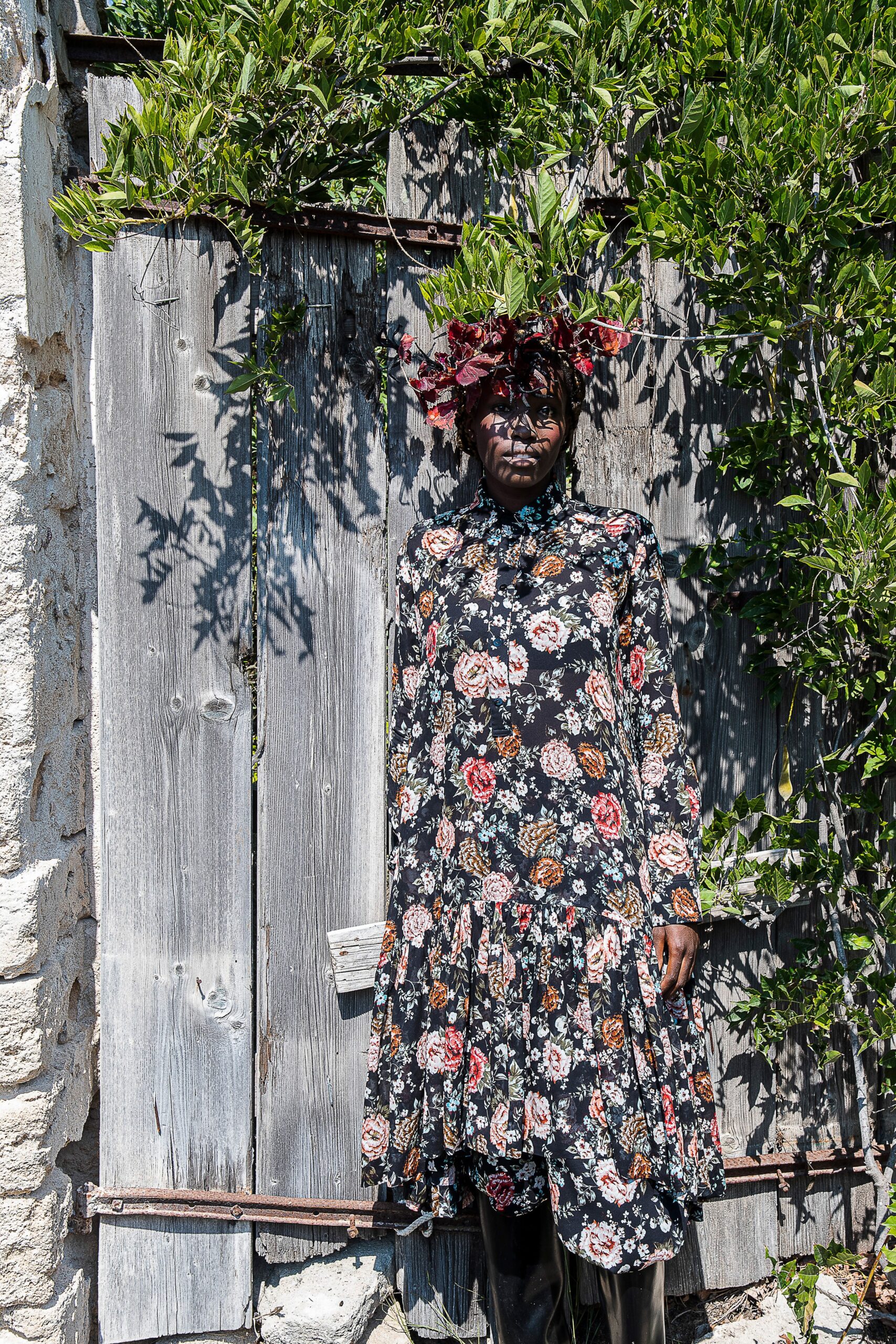 black floral tiered dress