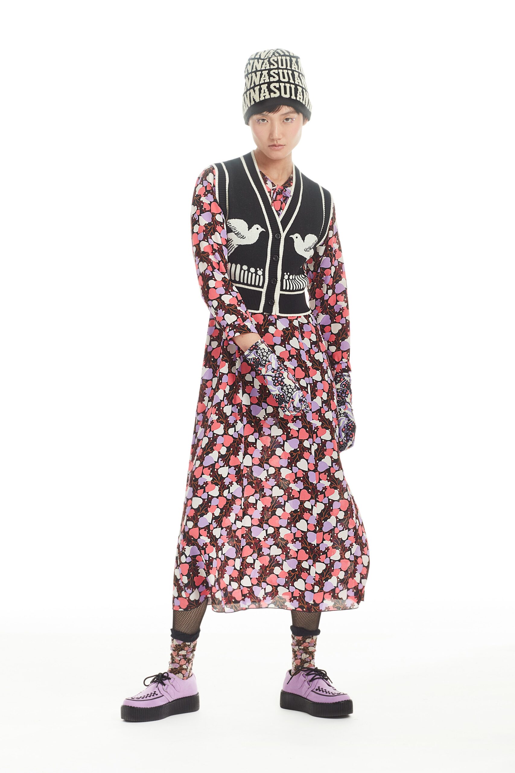 floral midi dress with vest