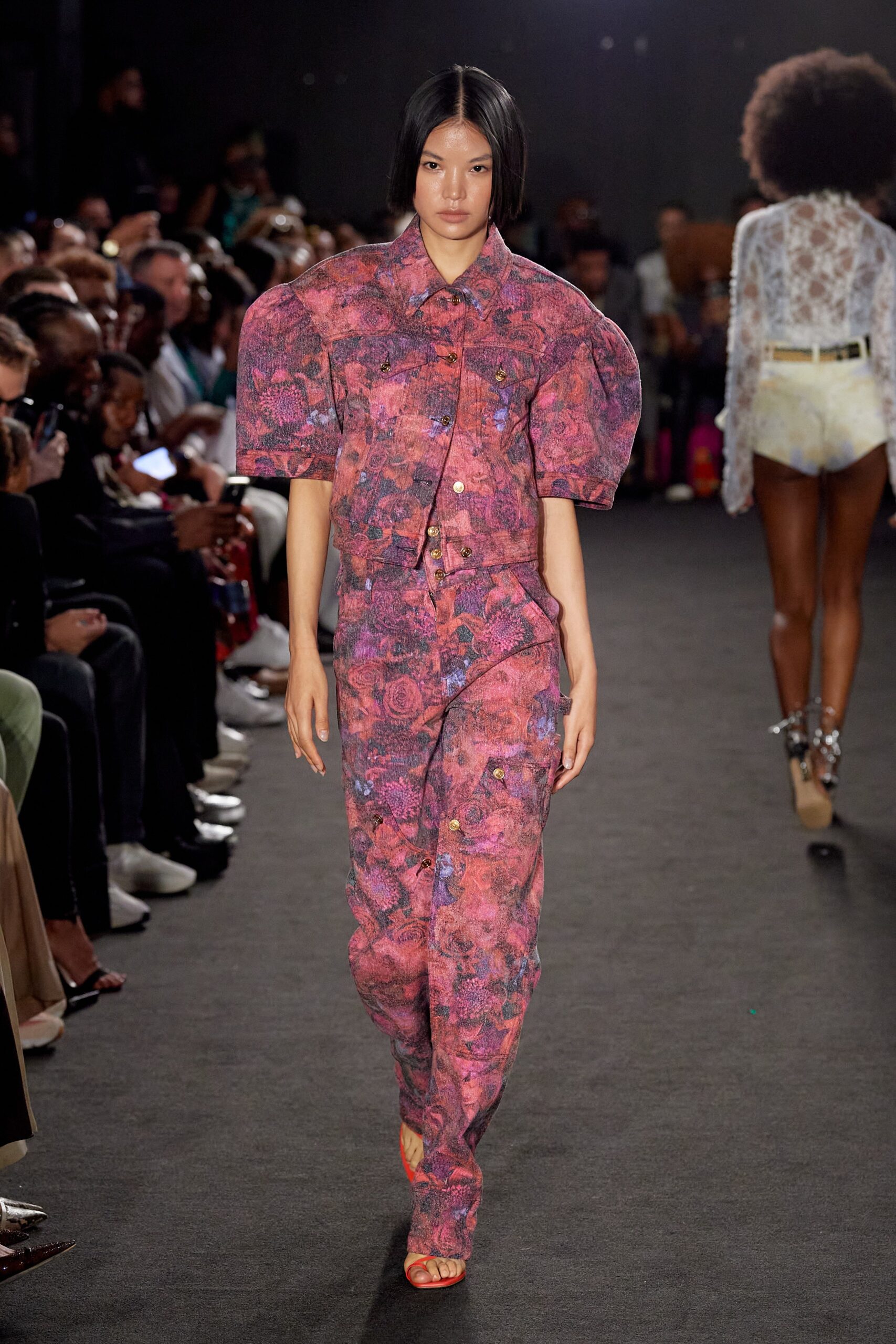 pink and purple printed jumpsuit
