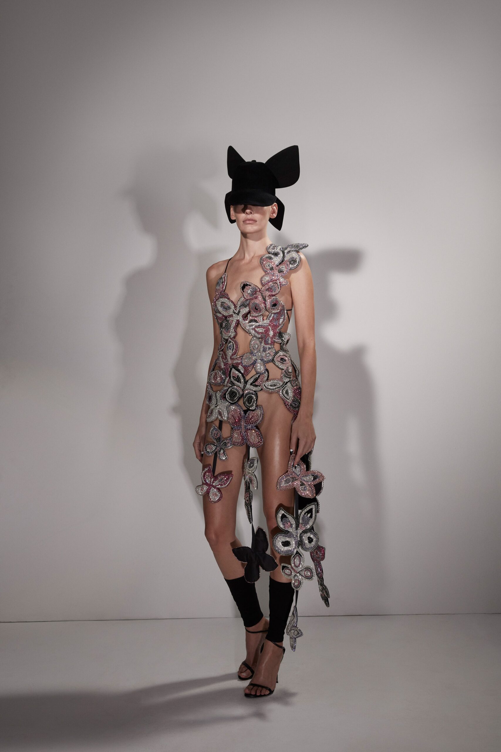 multi-colored lace mini dress