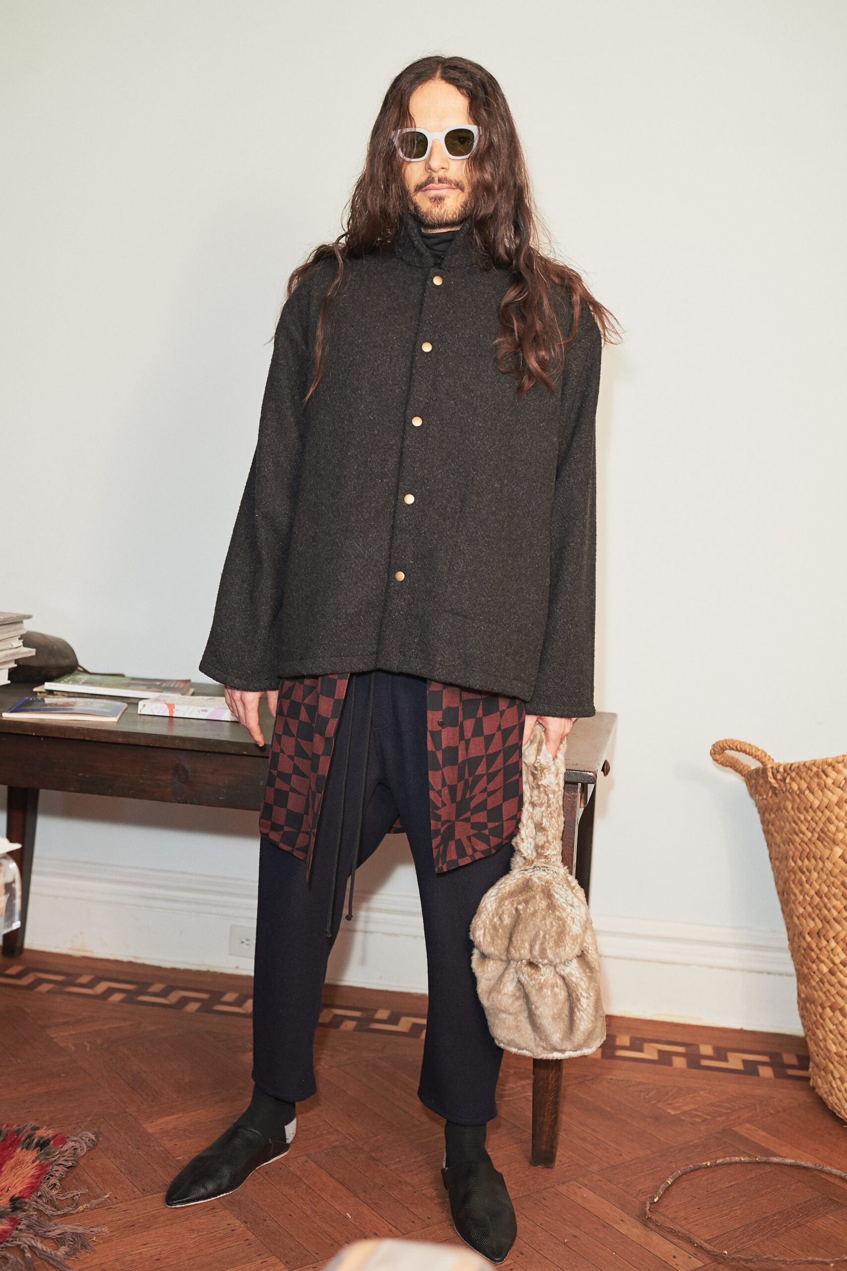 black wool relaxed jacket