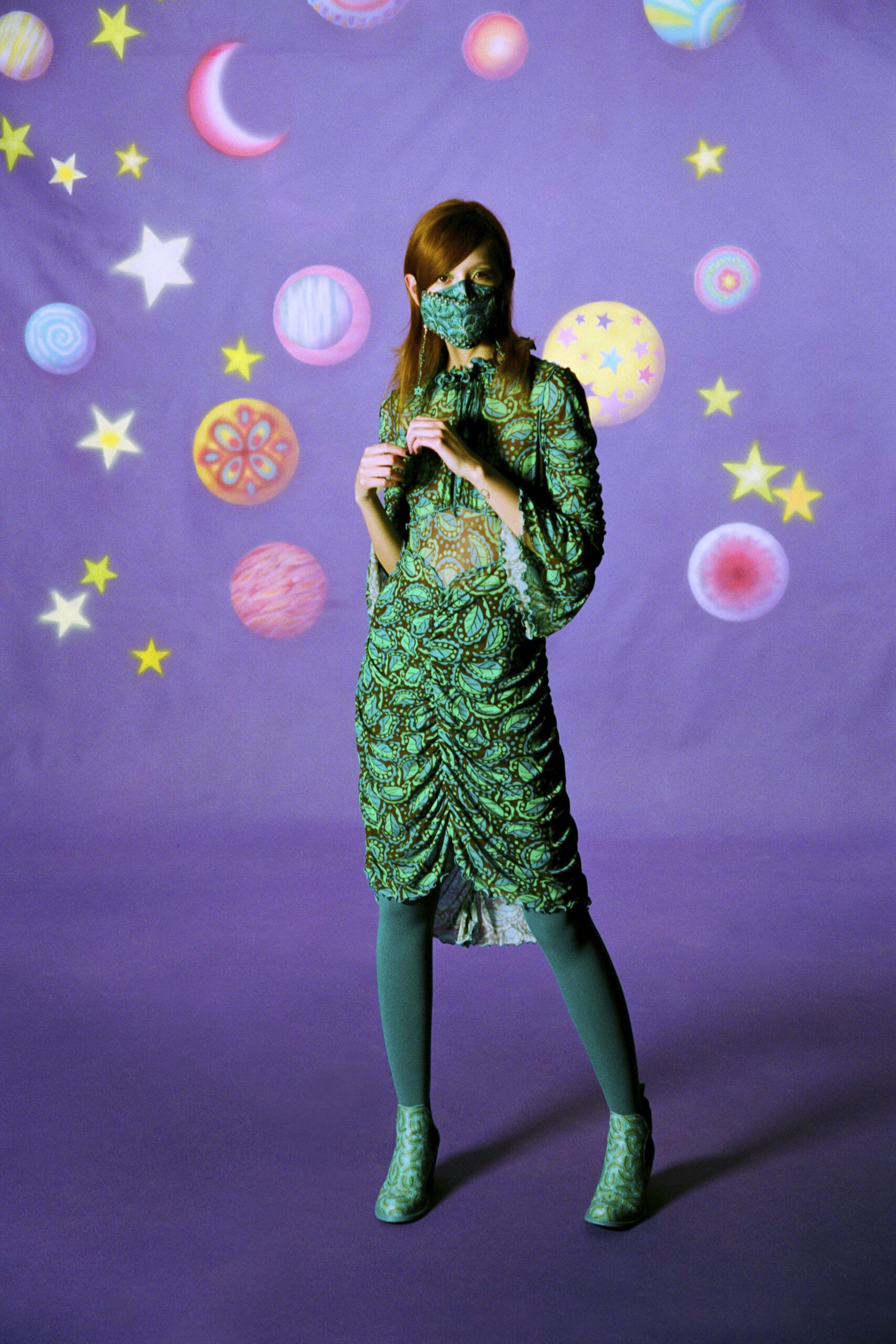 fitted green ruched dress