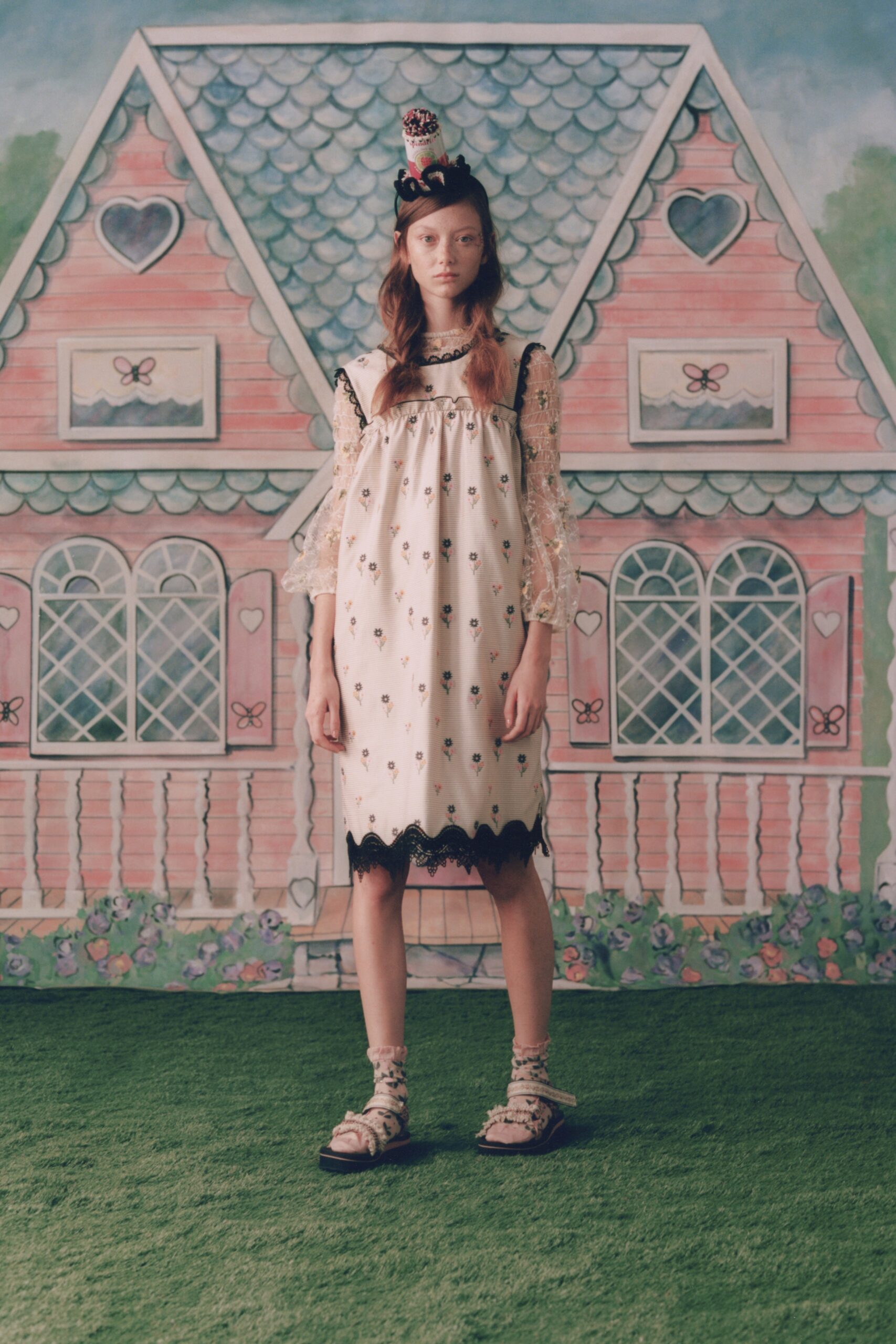relaxed white embroidered mini dress