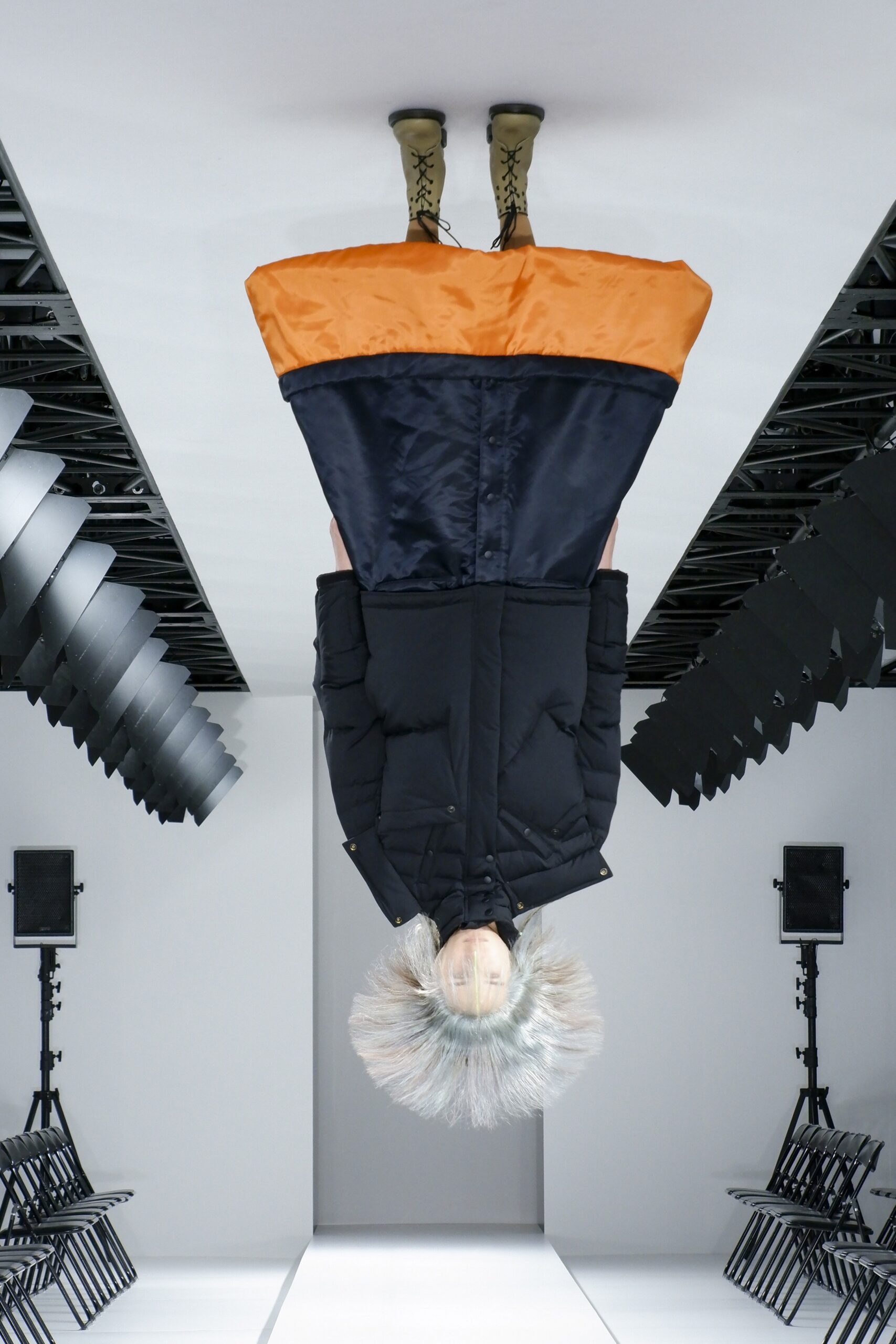 black and orange padded coat