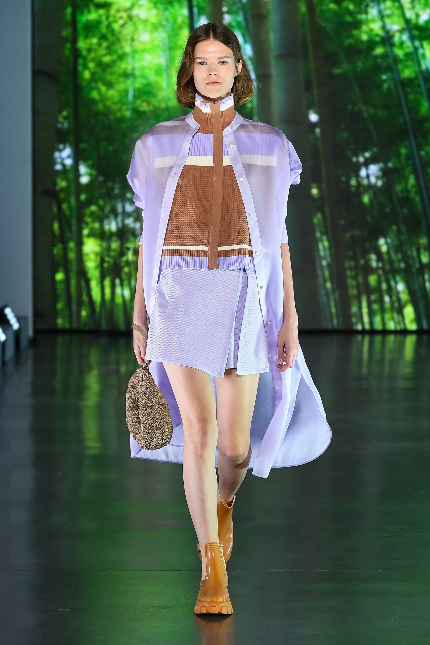 lavender cotton long-sleeve collared relaxed buttoned midi shirt-dress