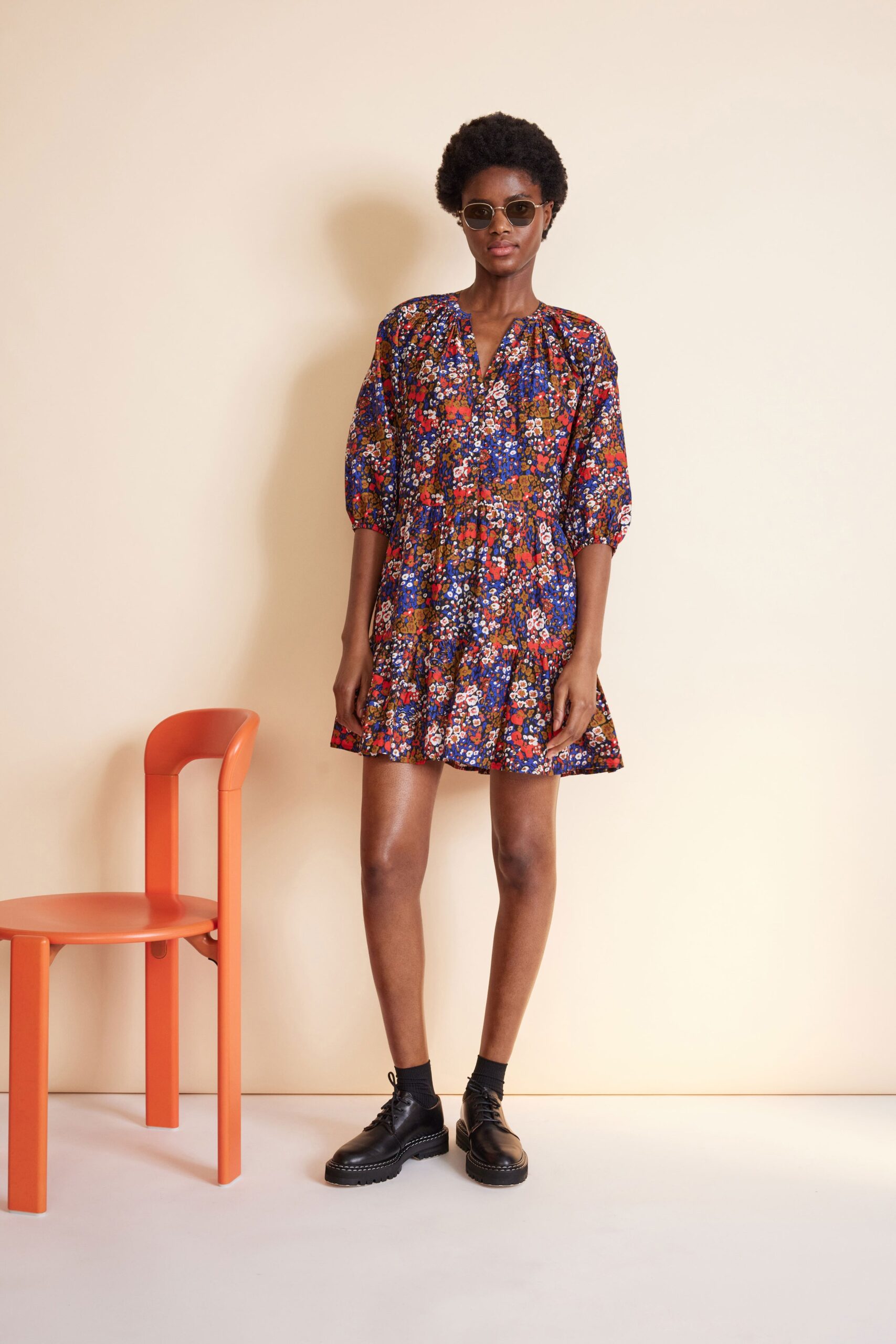 multi-colored relaxed mini dress
