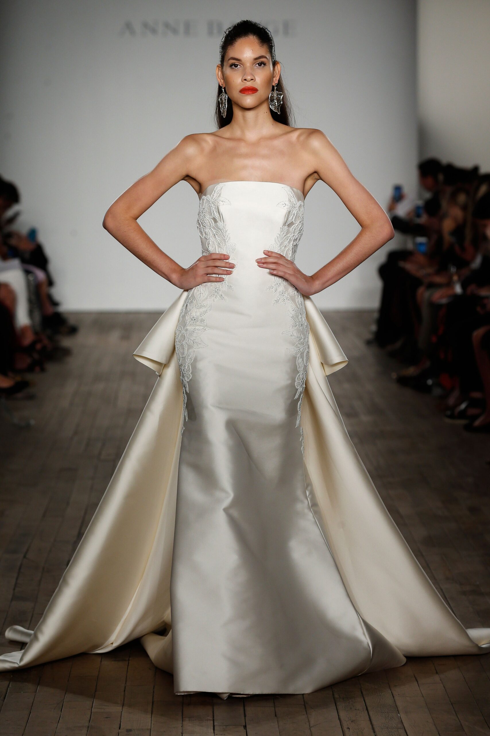 ivory silk strapless gown