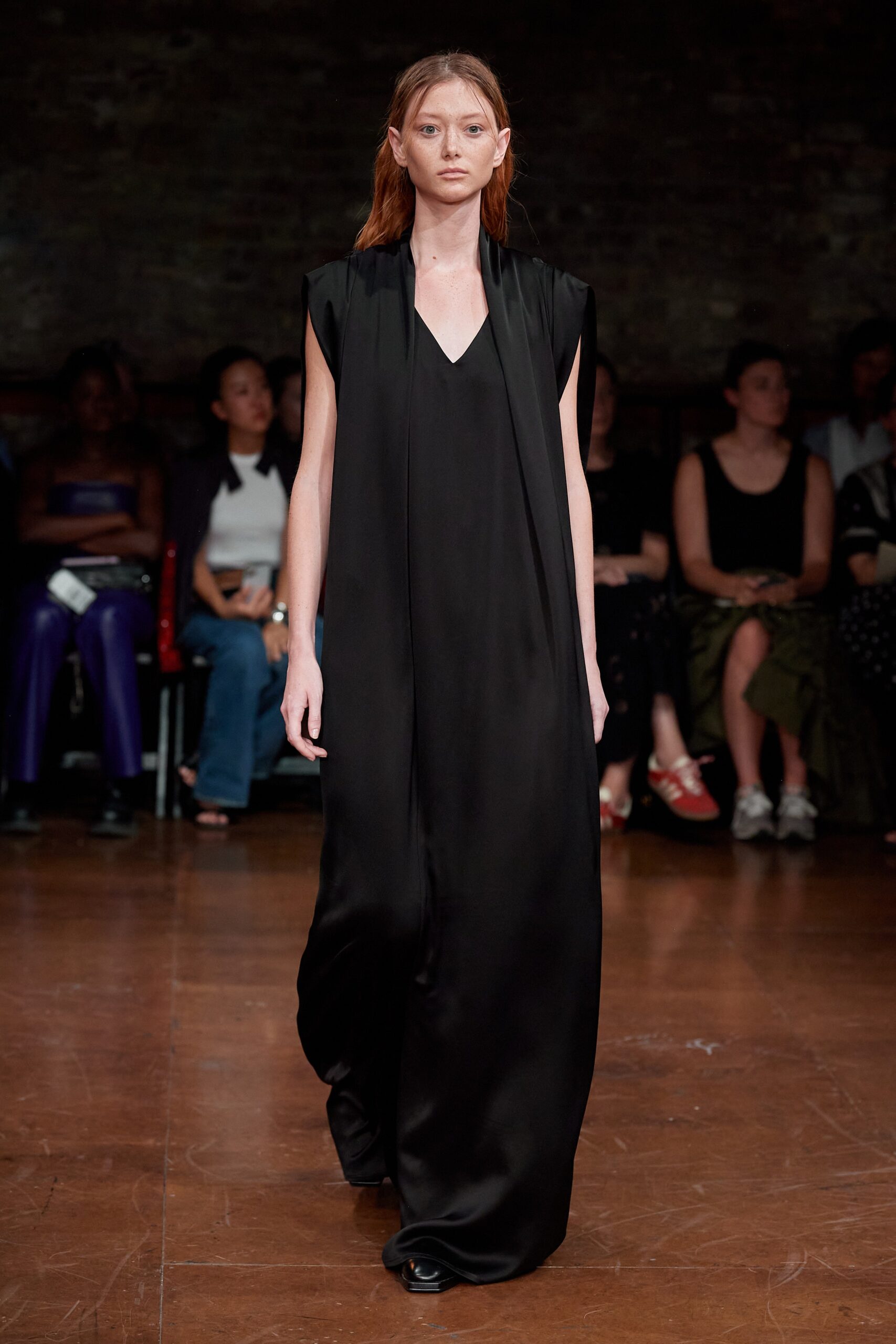 black silk sleeveless dress