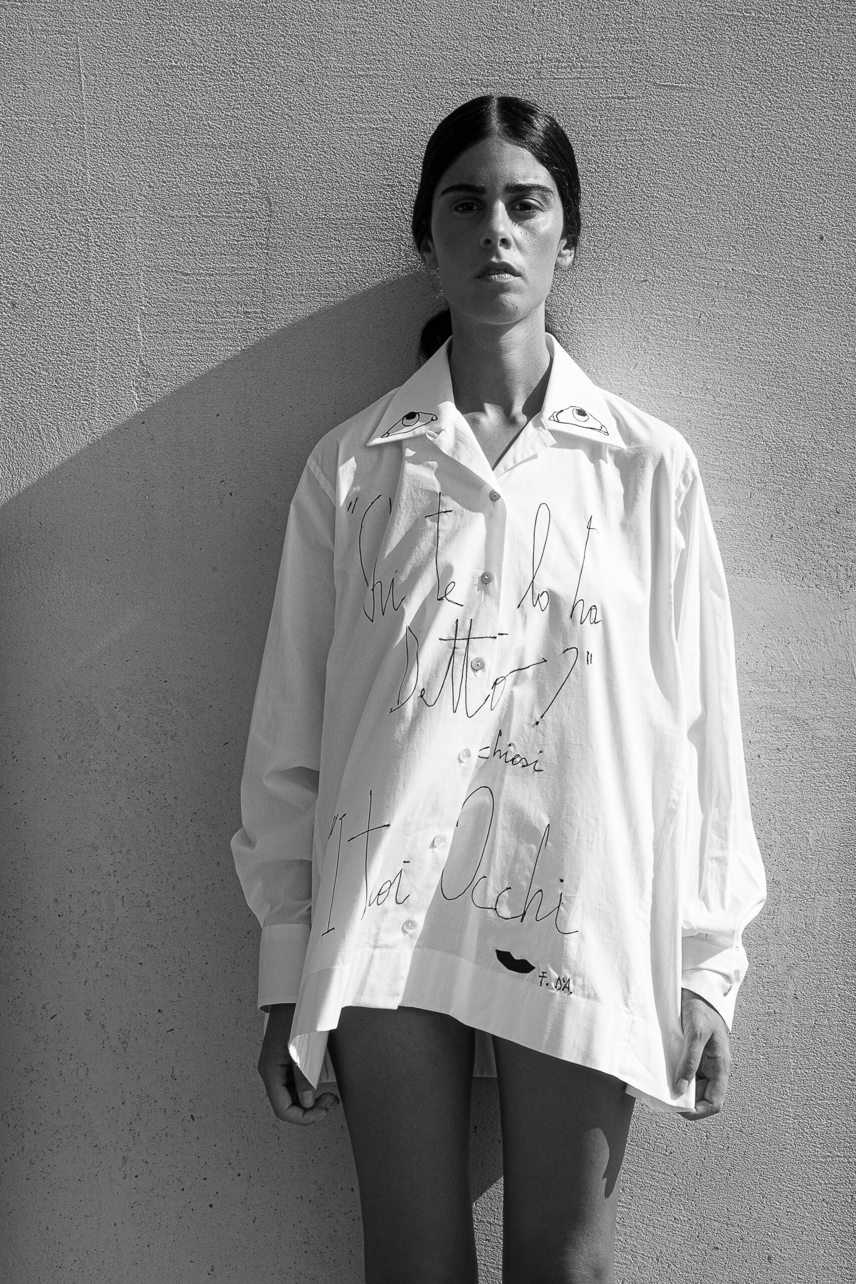 oversized white printed shirt