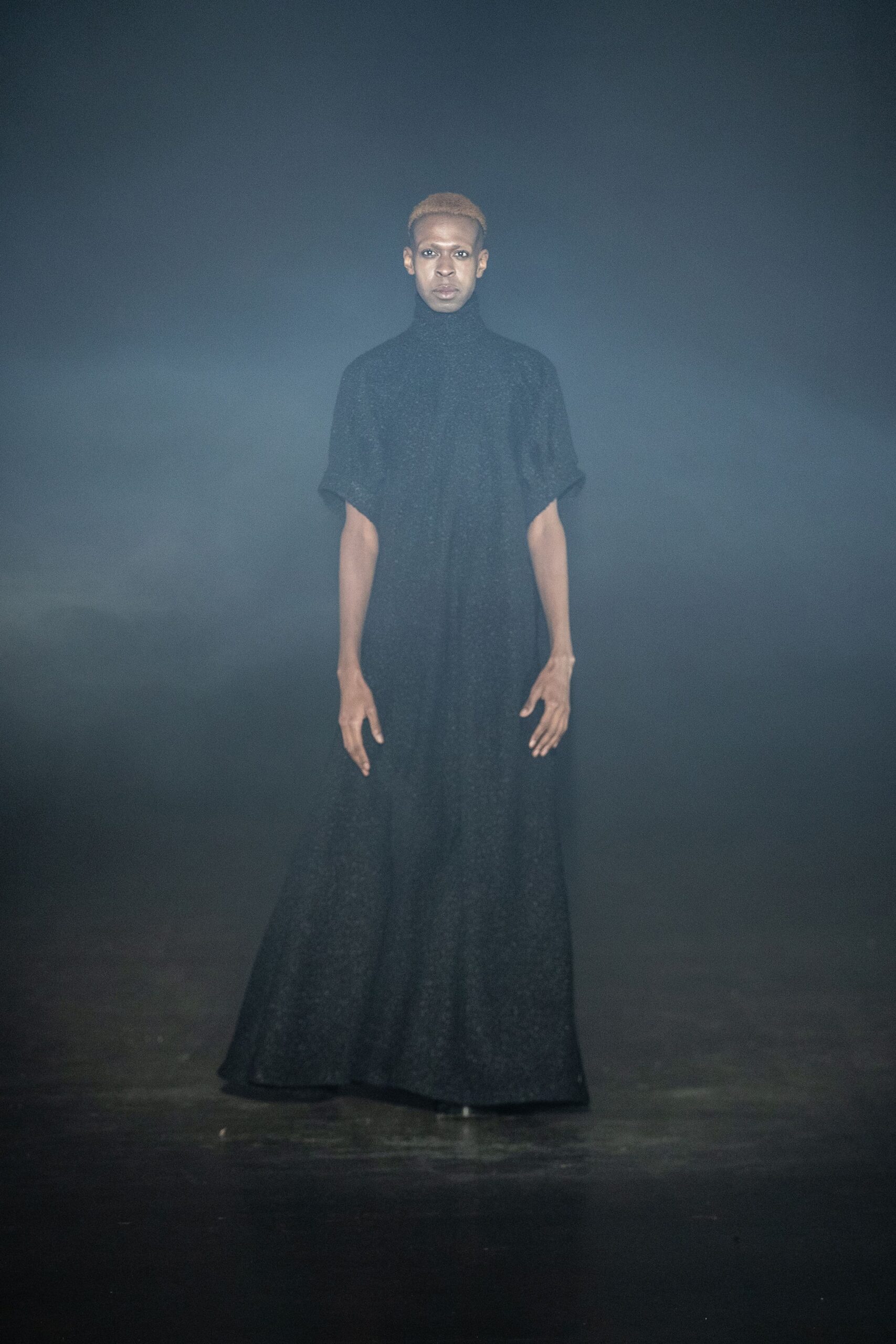 black silk relaxed gown