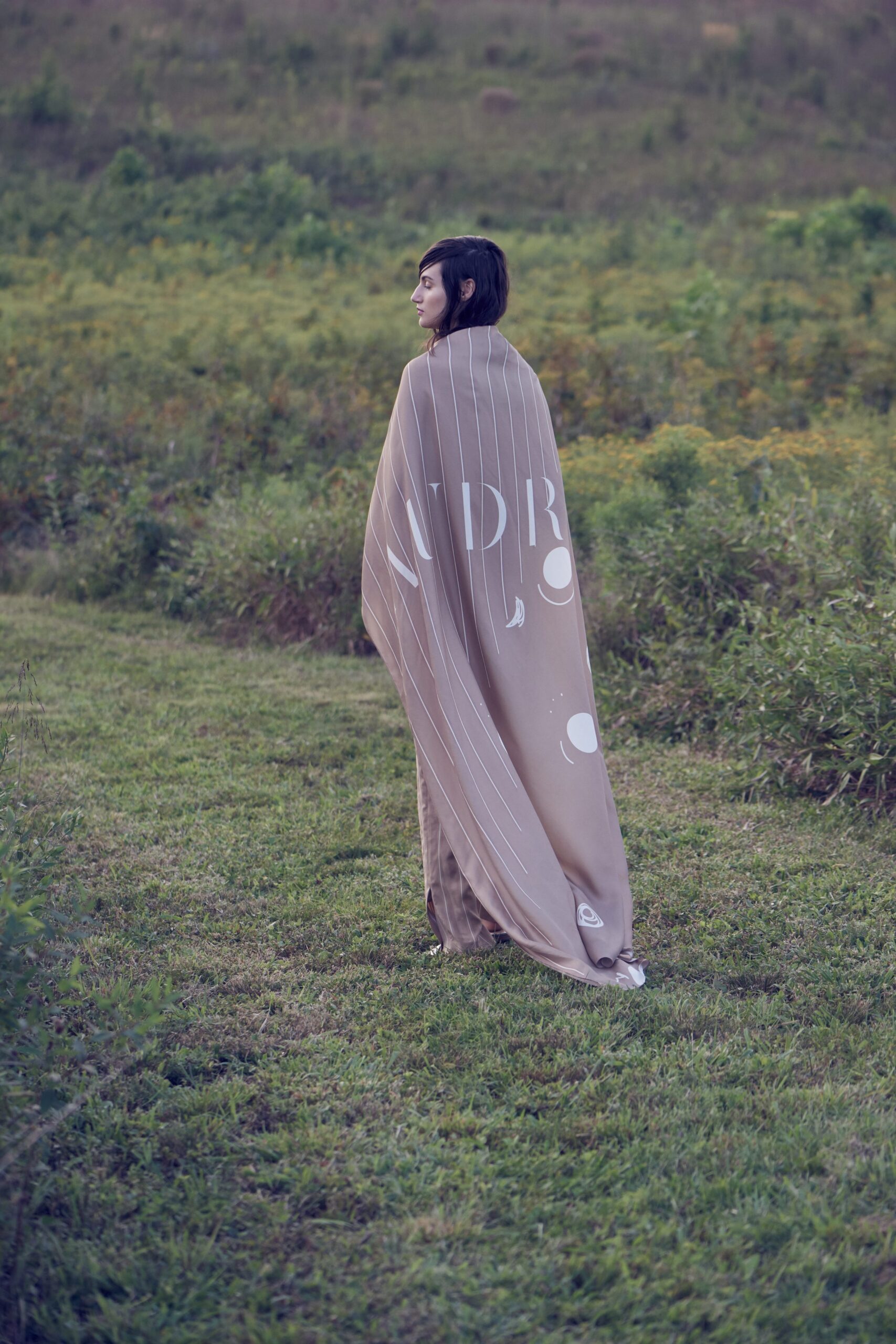 beige cotton sleeveless relaxed striped cape