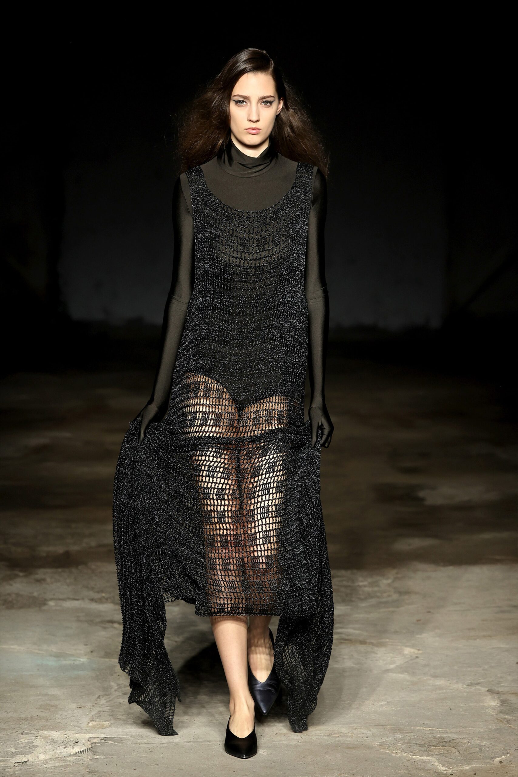 black mesh sleeveless dress