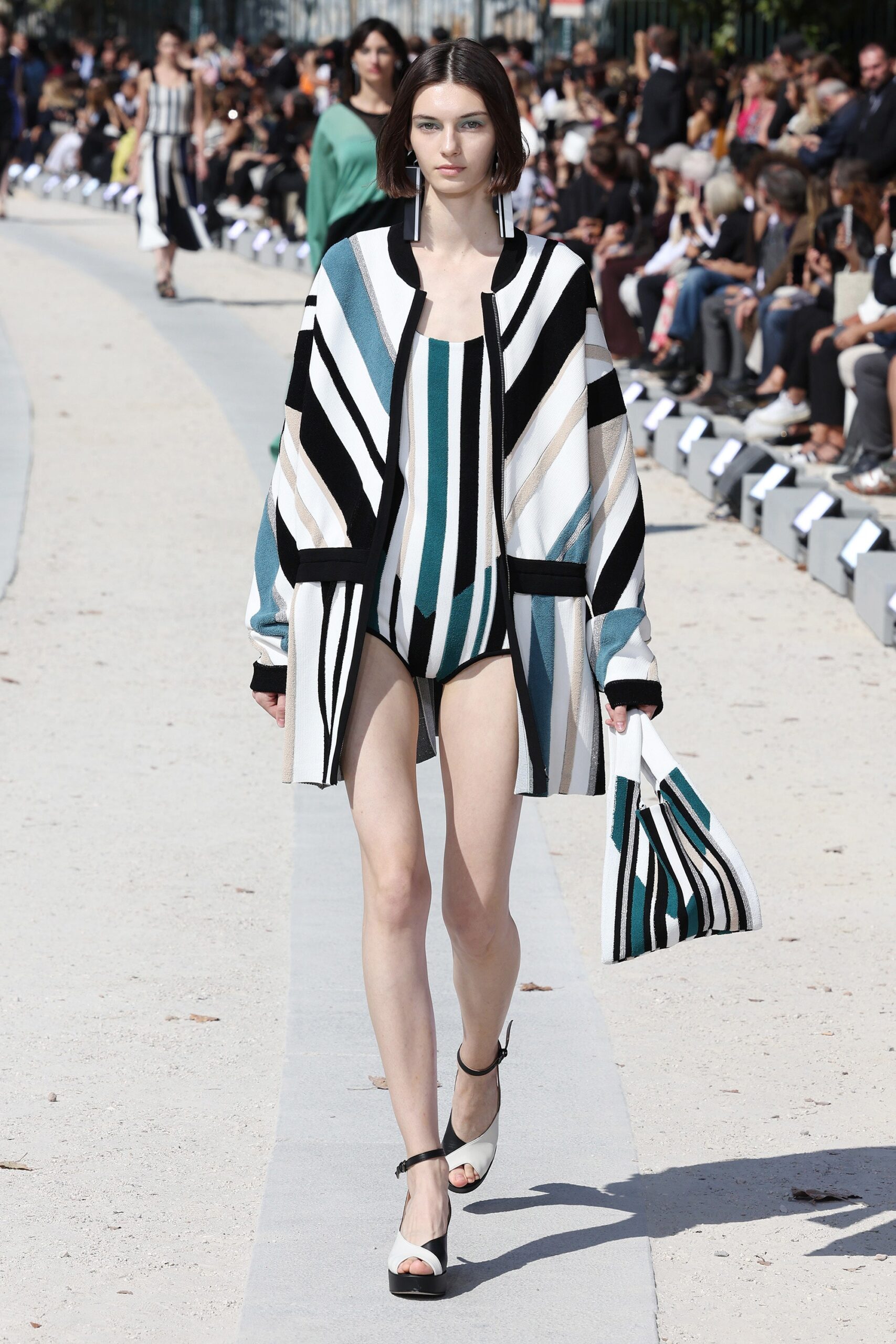 striped oversized jacket and romper