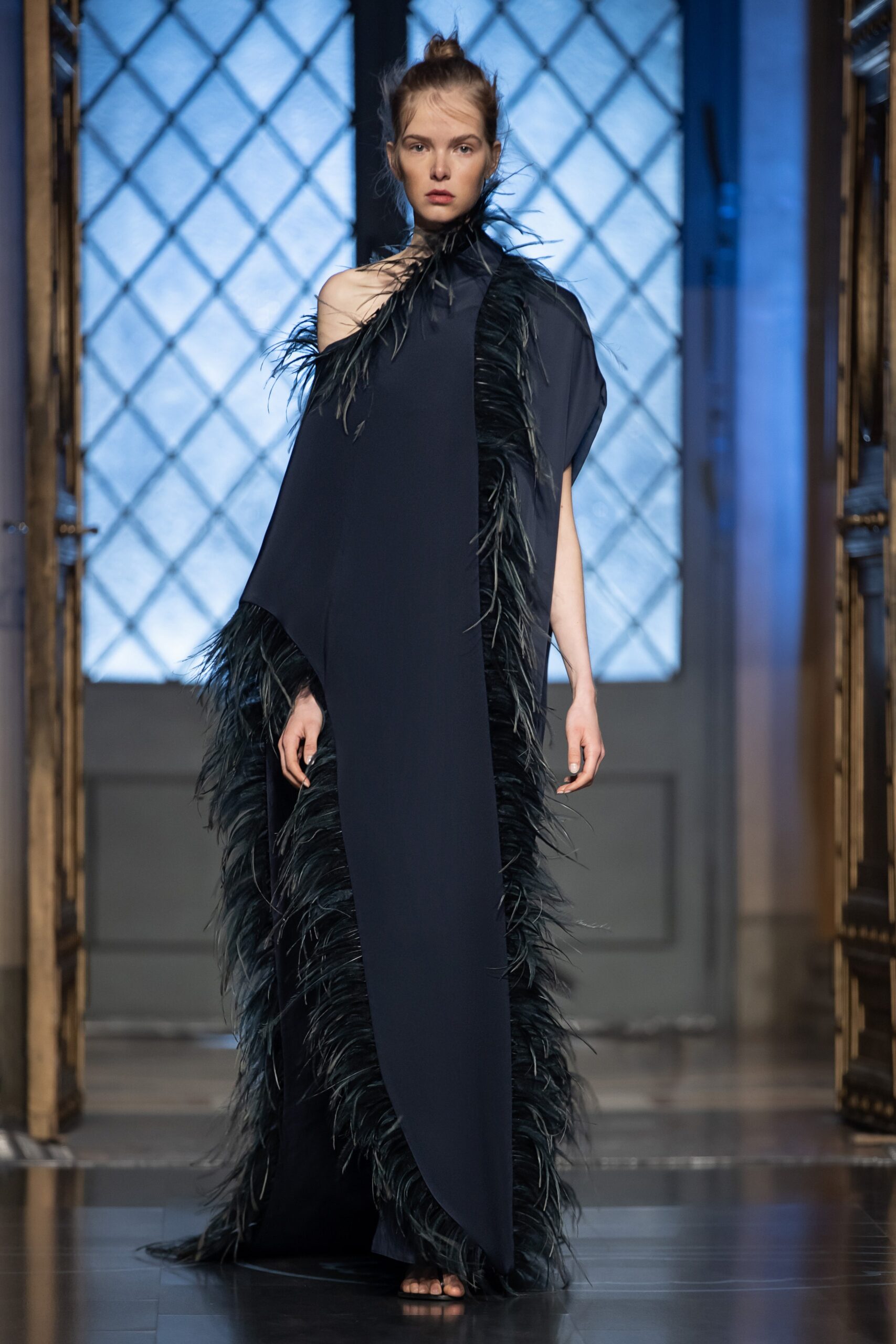 black silk sleeveless gown