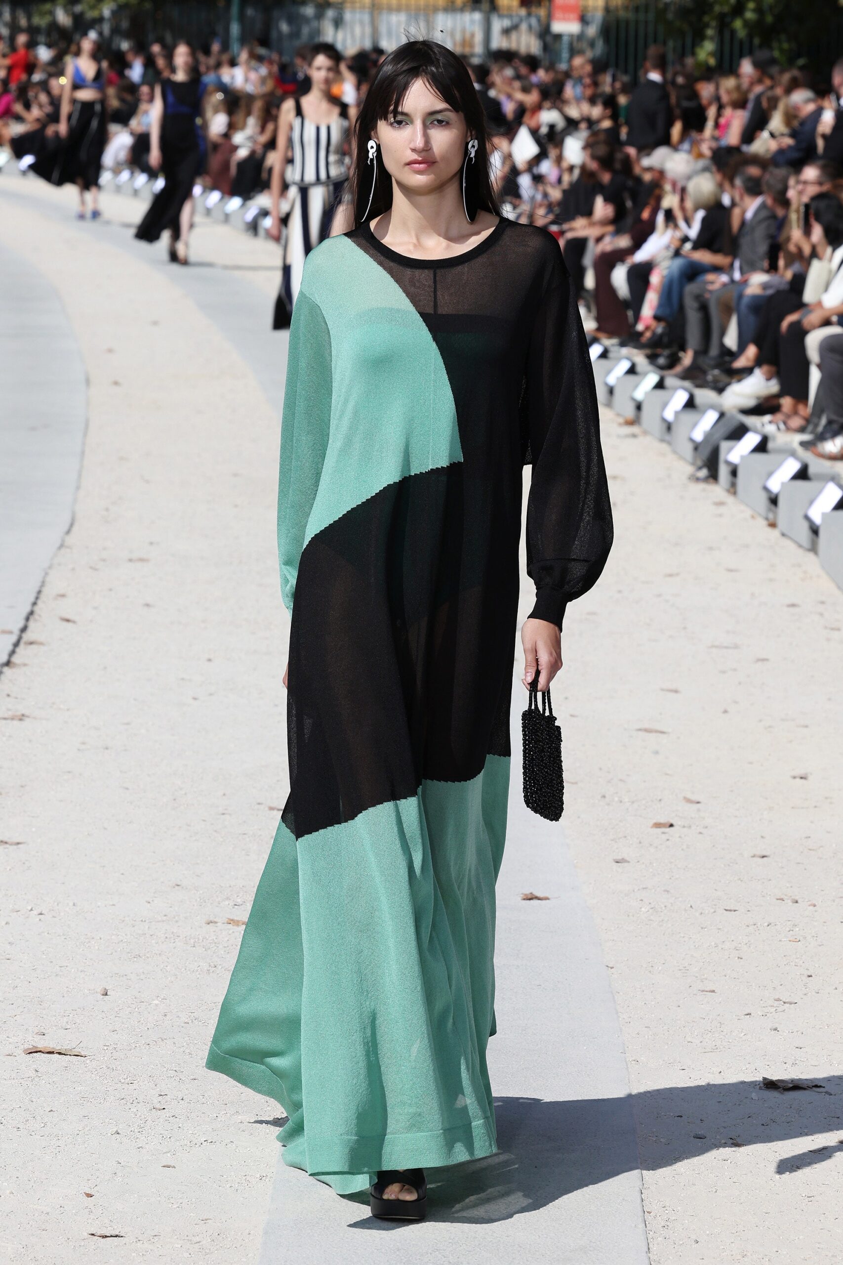 color-blocked maxi dress