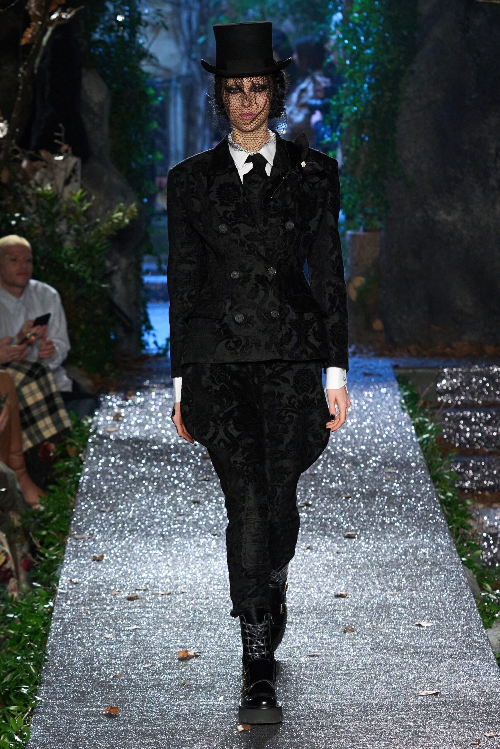 black velvet tailored suit