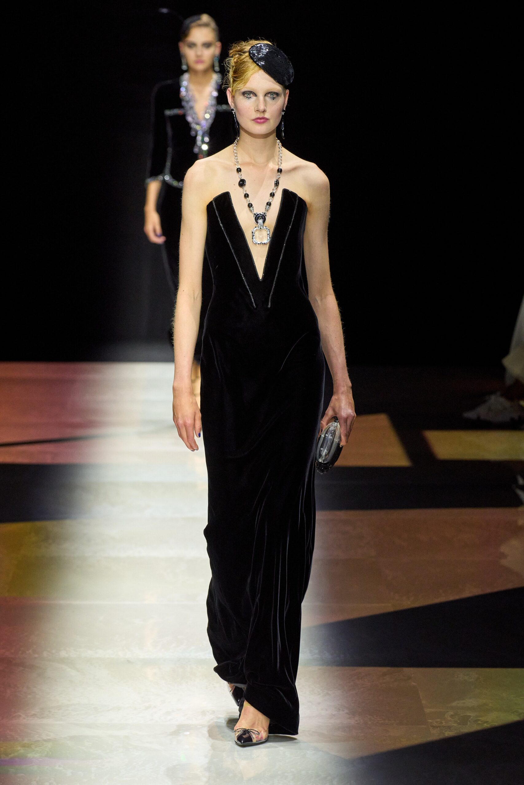 black velvet sleeveless gown