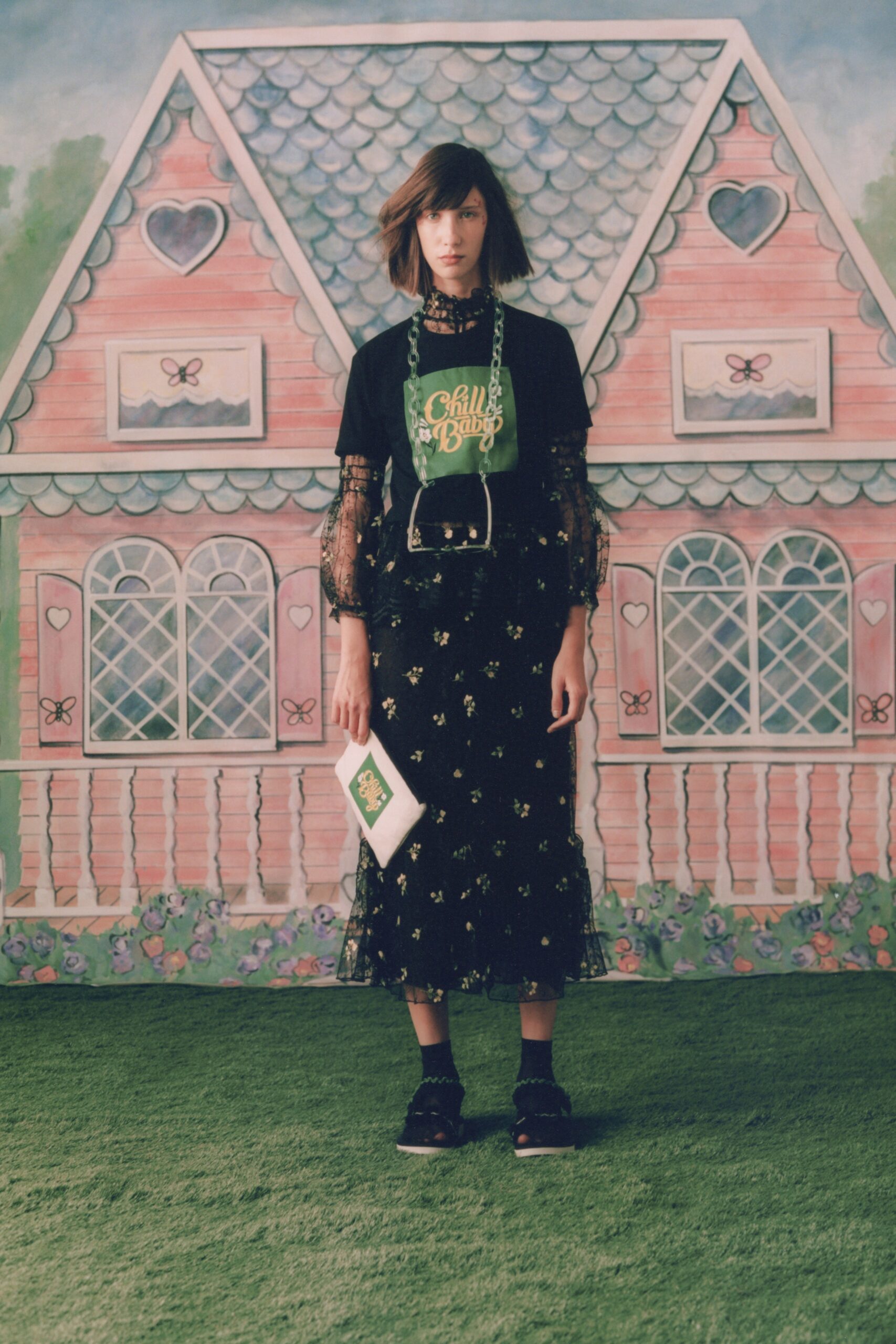black fitted top and skirt