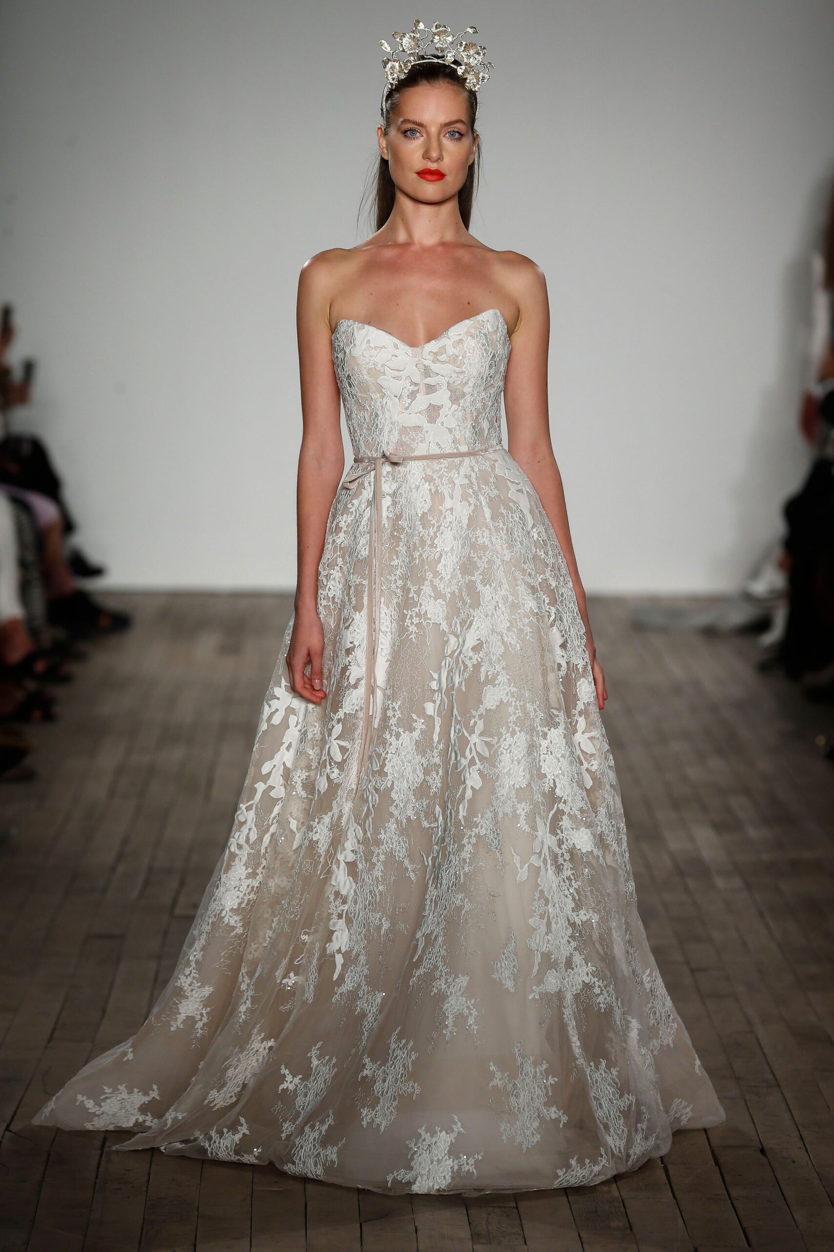 ivory lace strapless gown