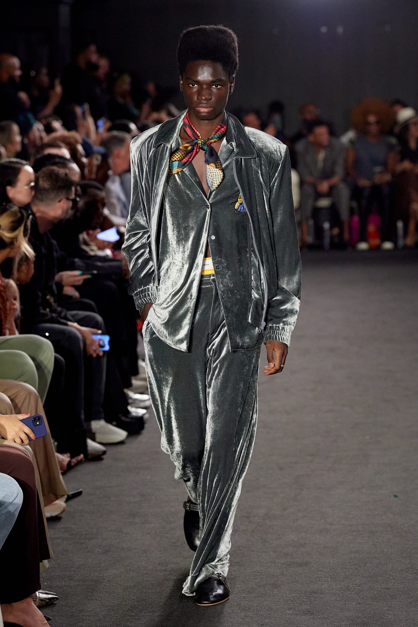 gray velvet fitted suit
