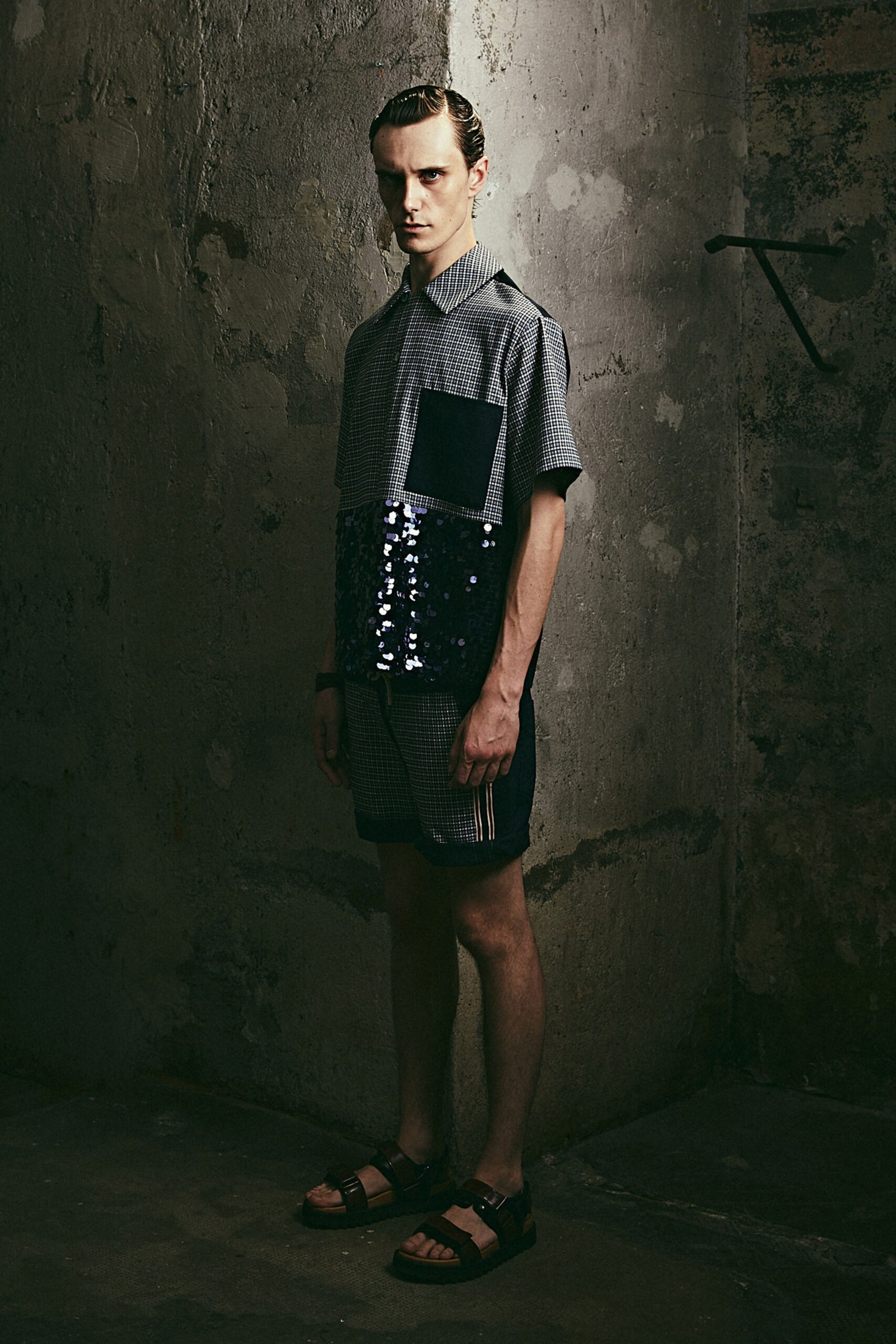 relaxed color-blocked shirt and shorts