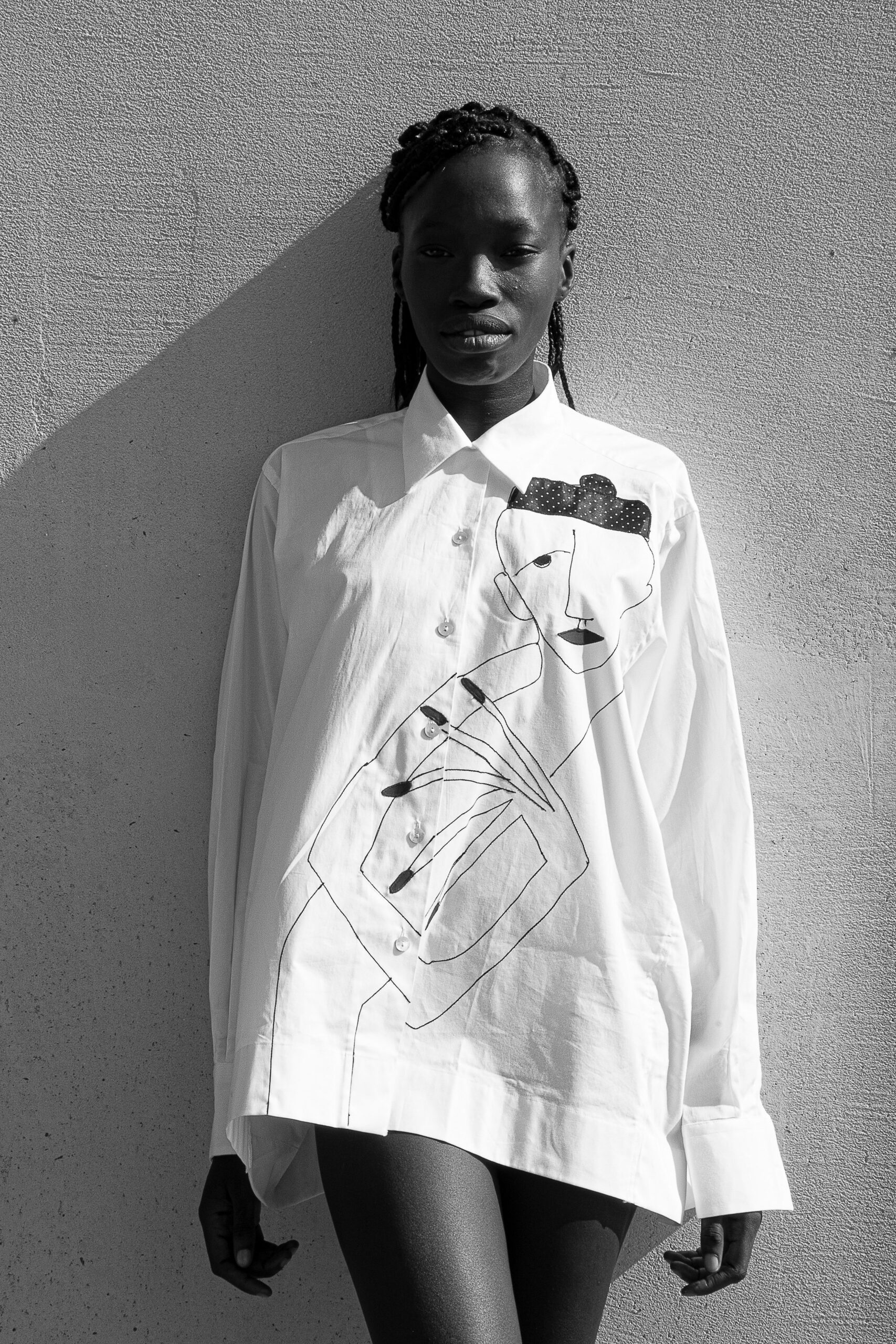 oversized white printed shirt